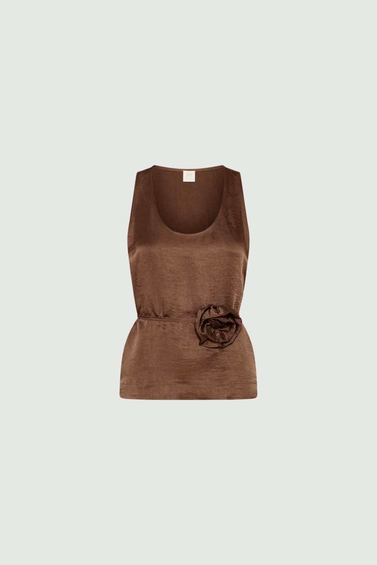 MARELLA TOP-CANOTTIERA IN TES.  MARRONE / 34 Top in raso donna Marella Monochrome Mlmapogeo