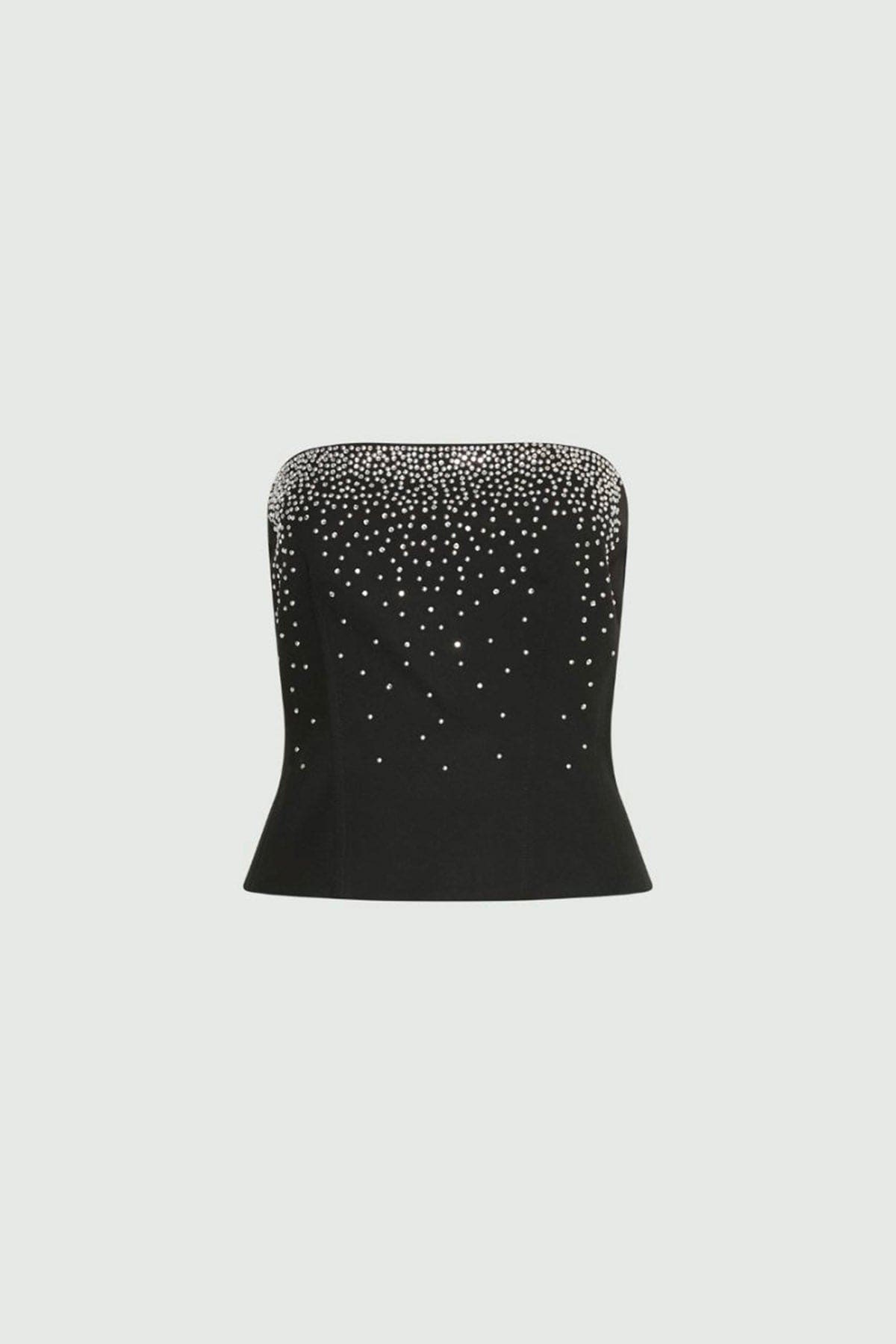 MARELLA TOP-CANOTTIERA IN TES.  NERO CON CRISTALLI / 34 Top nero con dettaglio cristalli Marella Clio
