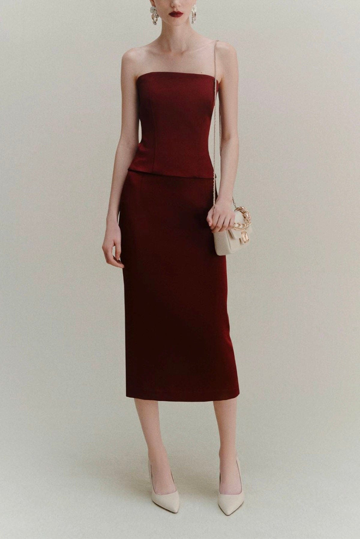 MARELLA TOP-CANOTTIERA IN TES.  Top bordeaux Marella Imperia