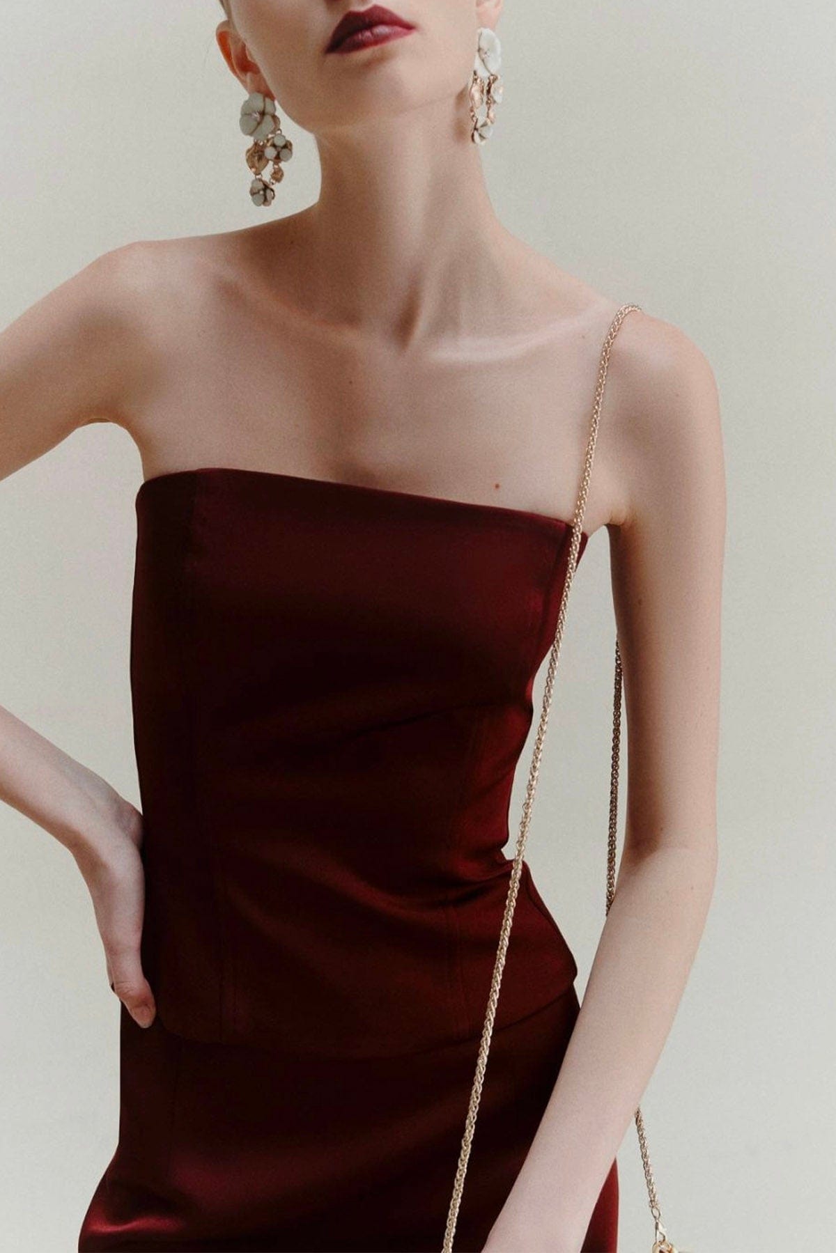 MARELLA TOP-CANOTTIERA IN TES.  Top bordeaux Marella Imperia