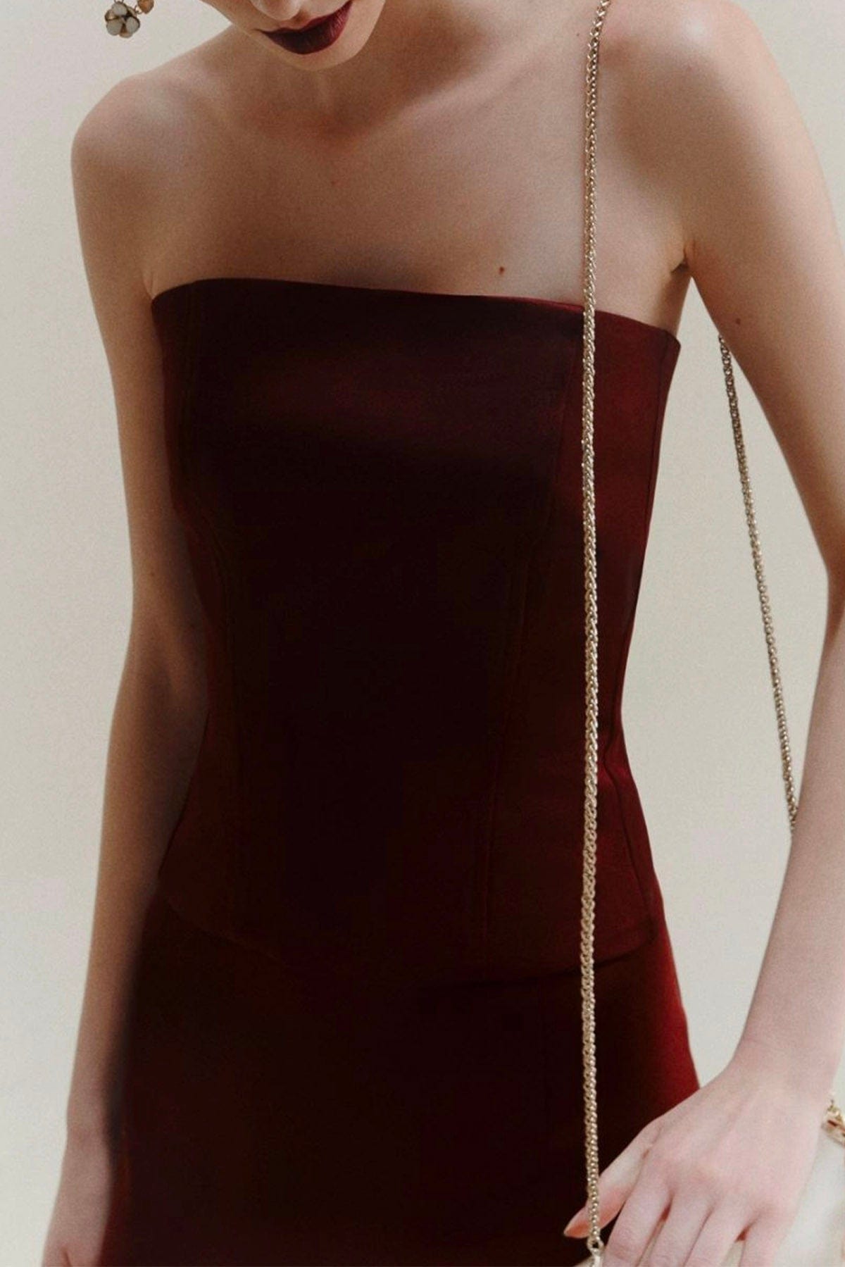 MARELLA TOP-CANOTTIERA IN TES.  Top bordeaux Marella Imperia
