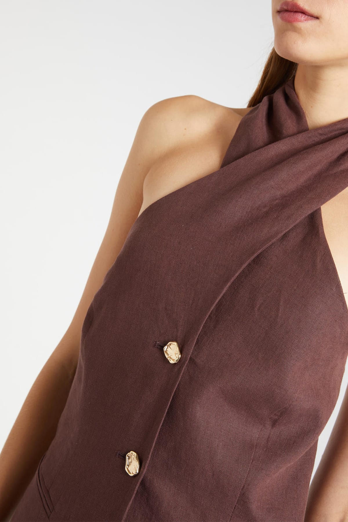 MARELLA TOP-CANOTTIERA IN TES.  Top donna Marella marrone Mllgiorno
