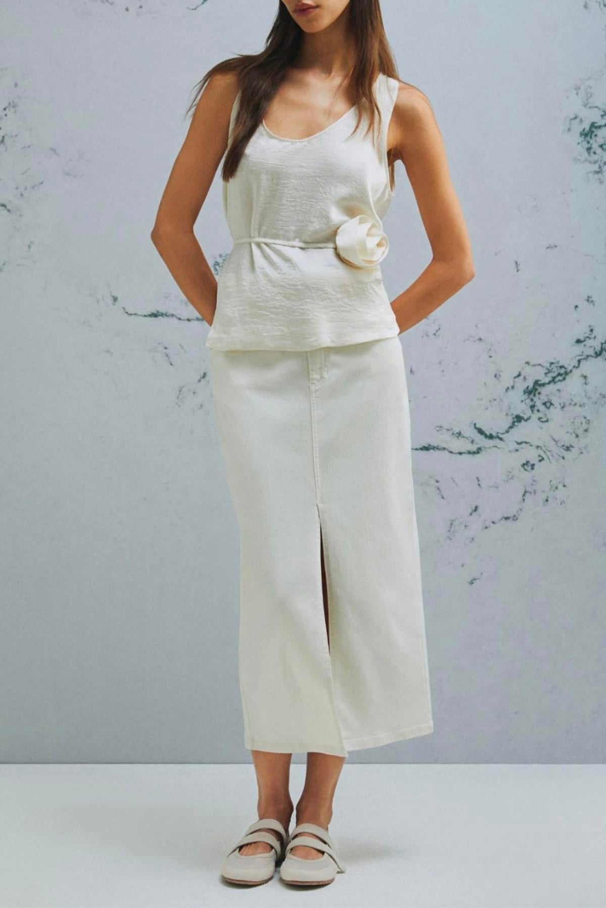 MARELLA TOP-CANOTTIERA IN TES.  Top in raso donna Marella Monochrome Mlmapogeo