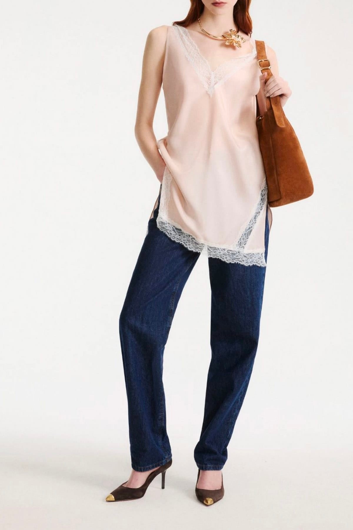 MARELLA TOP-CANOTTIERA IN TES.  Top in seta lavorata donna Marella Mlscostone