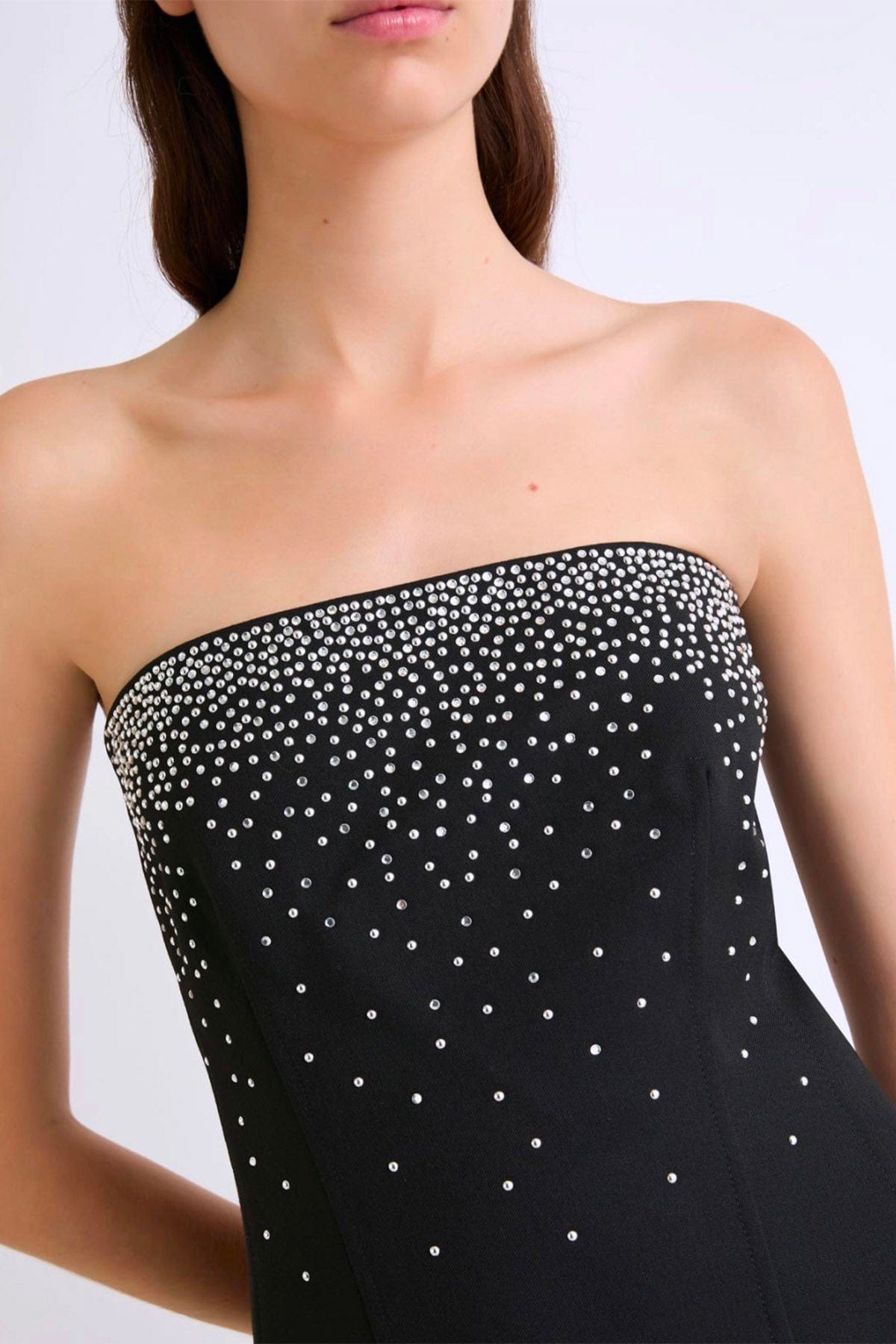 MARELLA TOP-CANOTTIERA IN TES.  Top nero con dettaglio cristalli Marella Clio