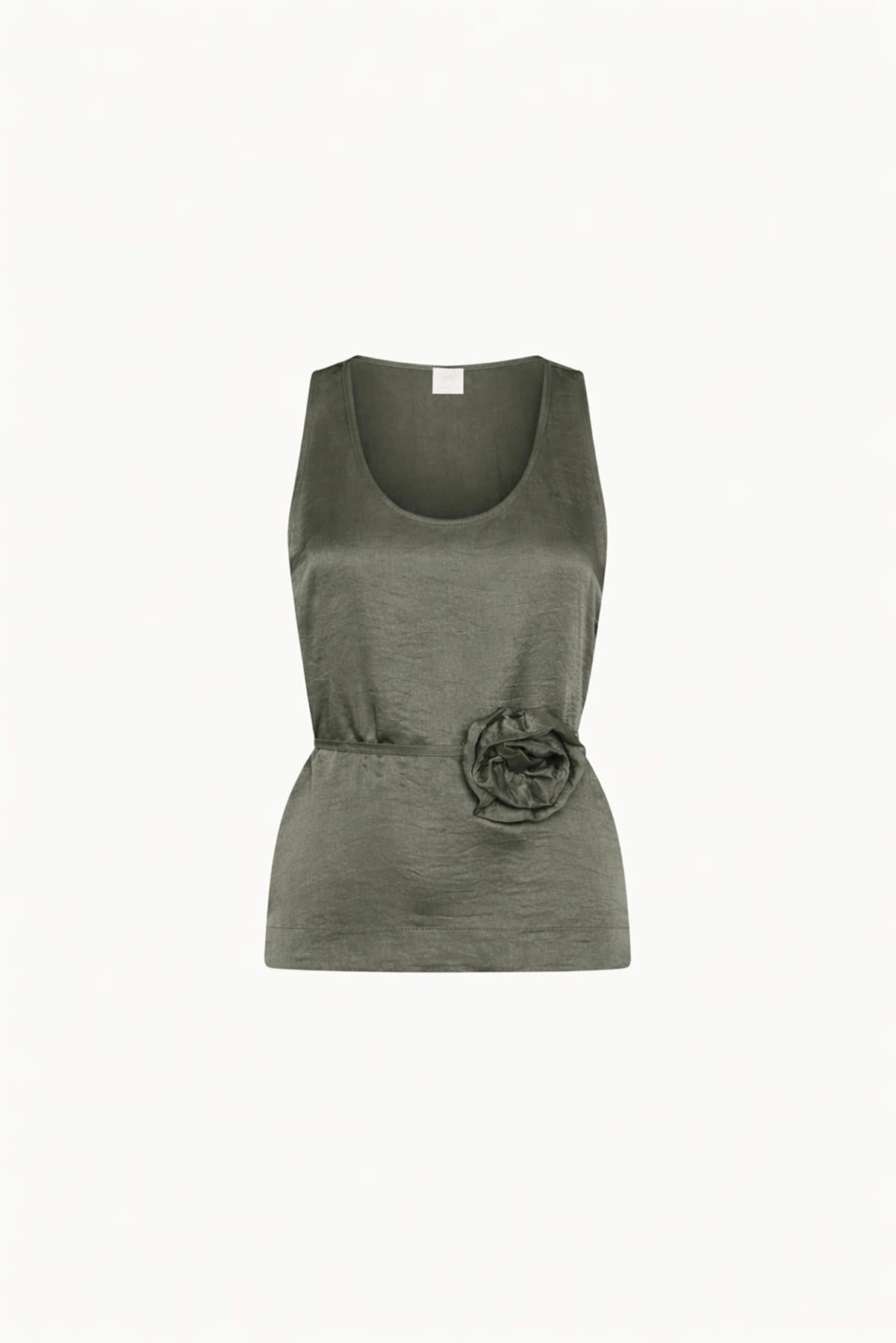 MARELLA TOP-CANOTTIERA IN TES.  VERDE / 34 Top in raso donna Marella Monochrome Mlmapogeo