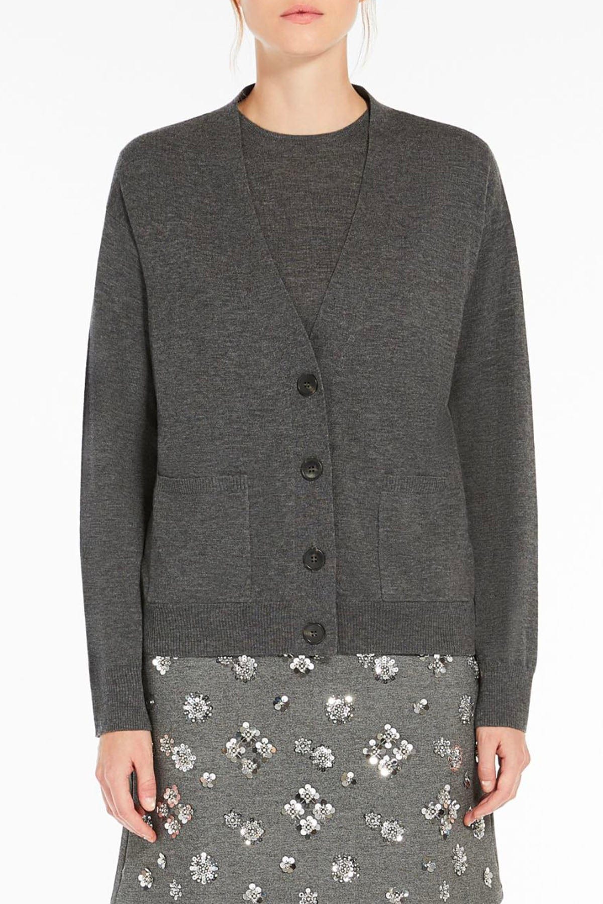 MAXMARA&#39;S BRANDS 2 PEZZI IN MAGLIA  GRIGIO MELANGE / XXS Cardigan in Maglia Donna Max Mara Weekend Decano