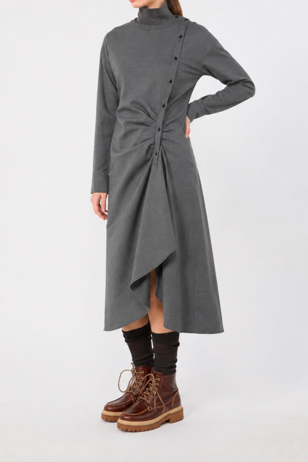MAXMARA'S BRANDS ABITO  GRIGIO / 34 Abito asimmetrico in lana grigio donna Max Mara Weekend Wkdcapanna