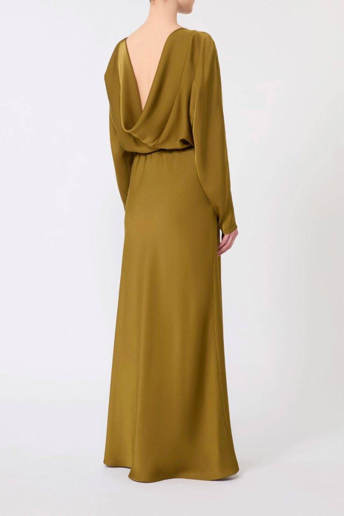 MAXMARA'S BRANDS ABITO  VERDE OLIO / 34 Abito in raso donna Max Mara Studio Msepentola