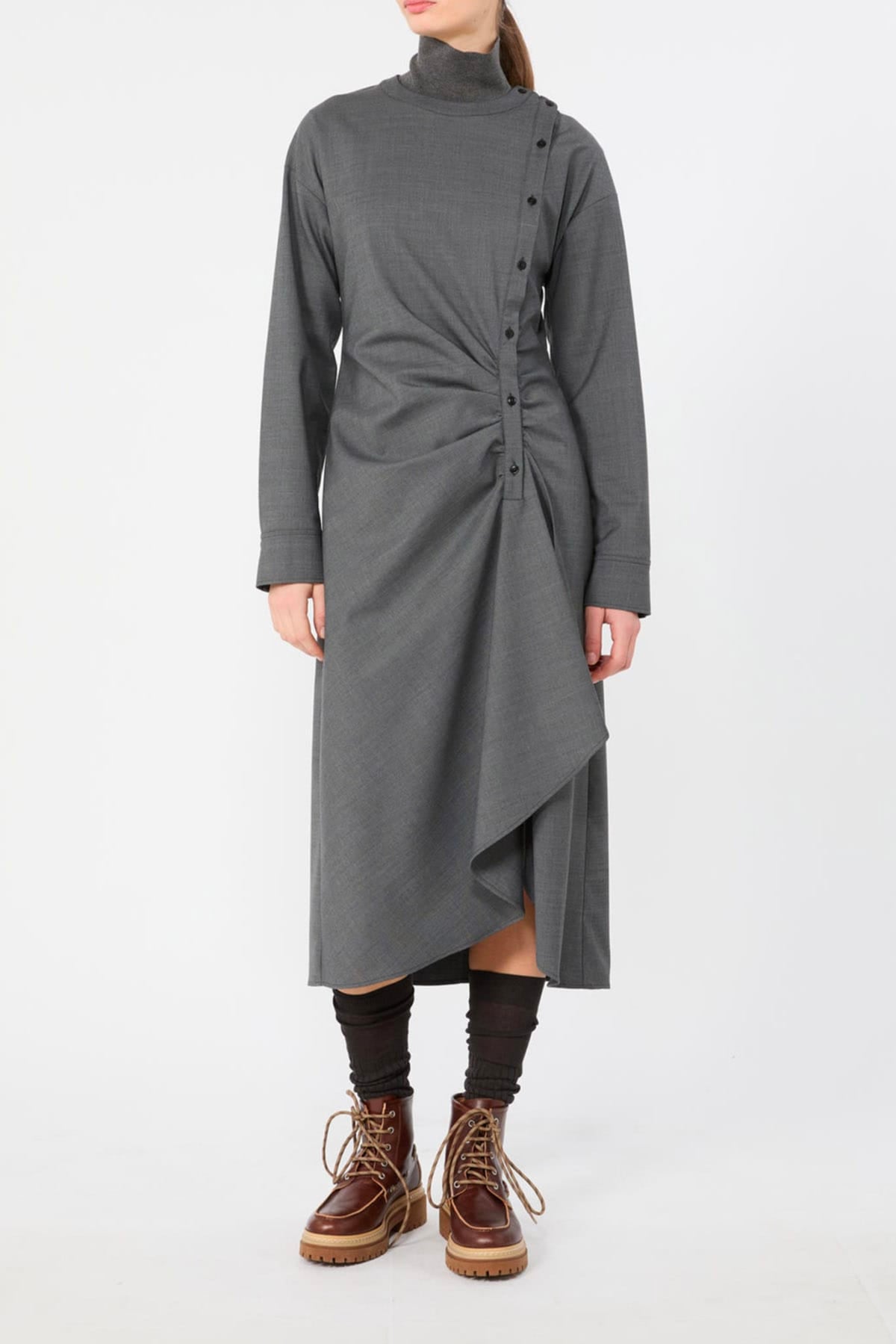MAXMARA'S BRANDS ABITO  GRIGIO / 34 Abito asimmetrico in lana grigio donna Max Mara Weekend Wkdcapanna