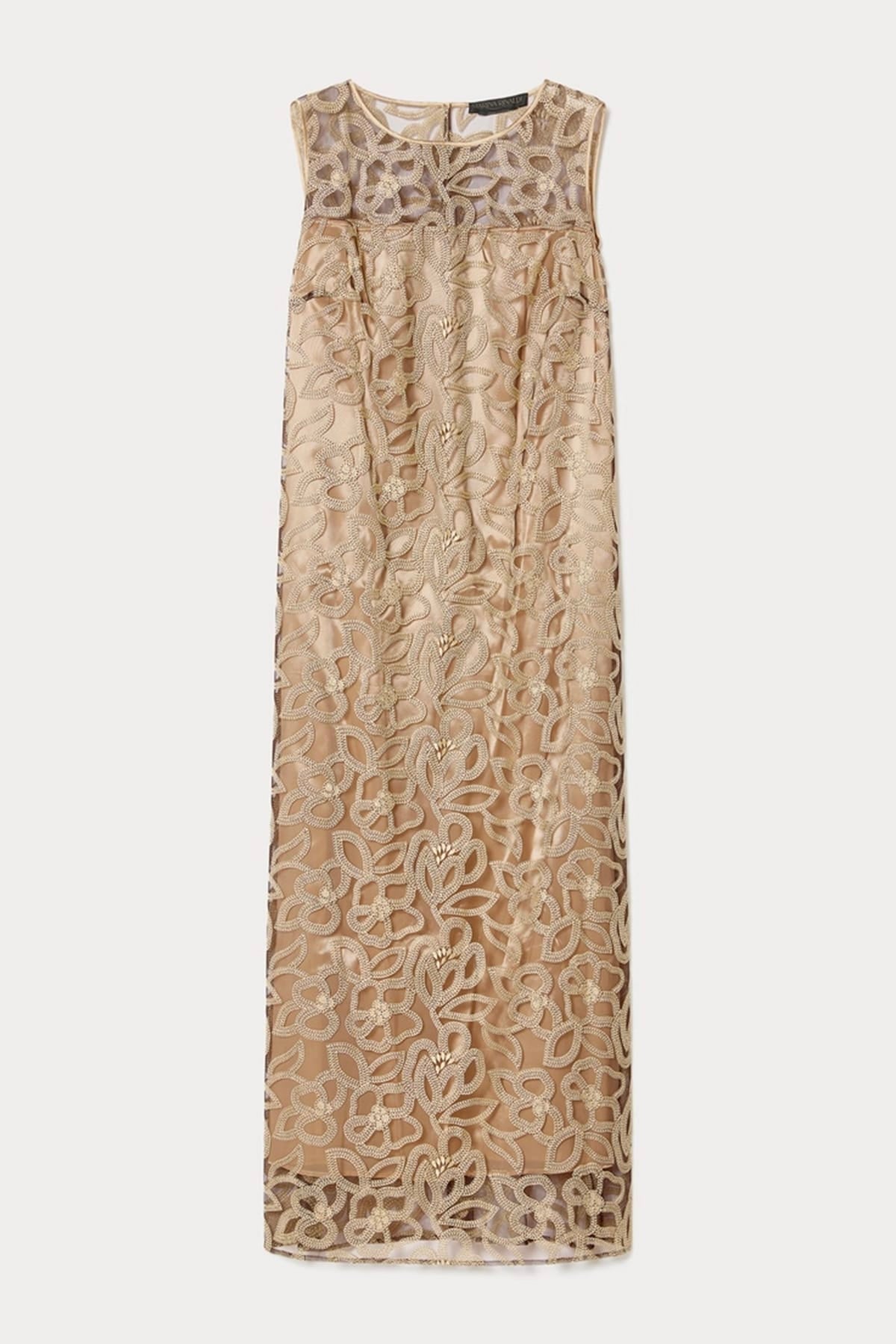 MAXMARA'S BRANDS ABITO  LIHGHT NOISETTE / 11 Abito in tulle ricamato Marina Rinaldi Mrevolare