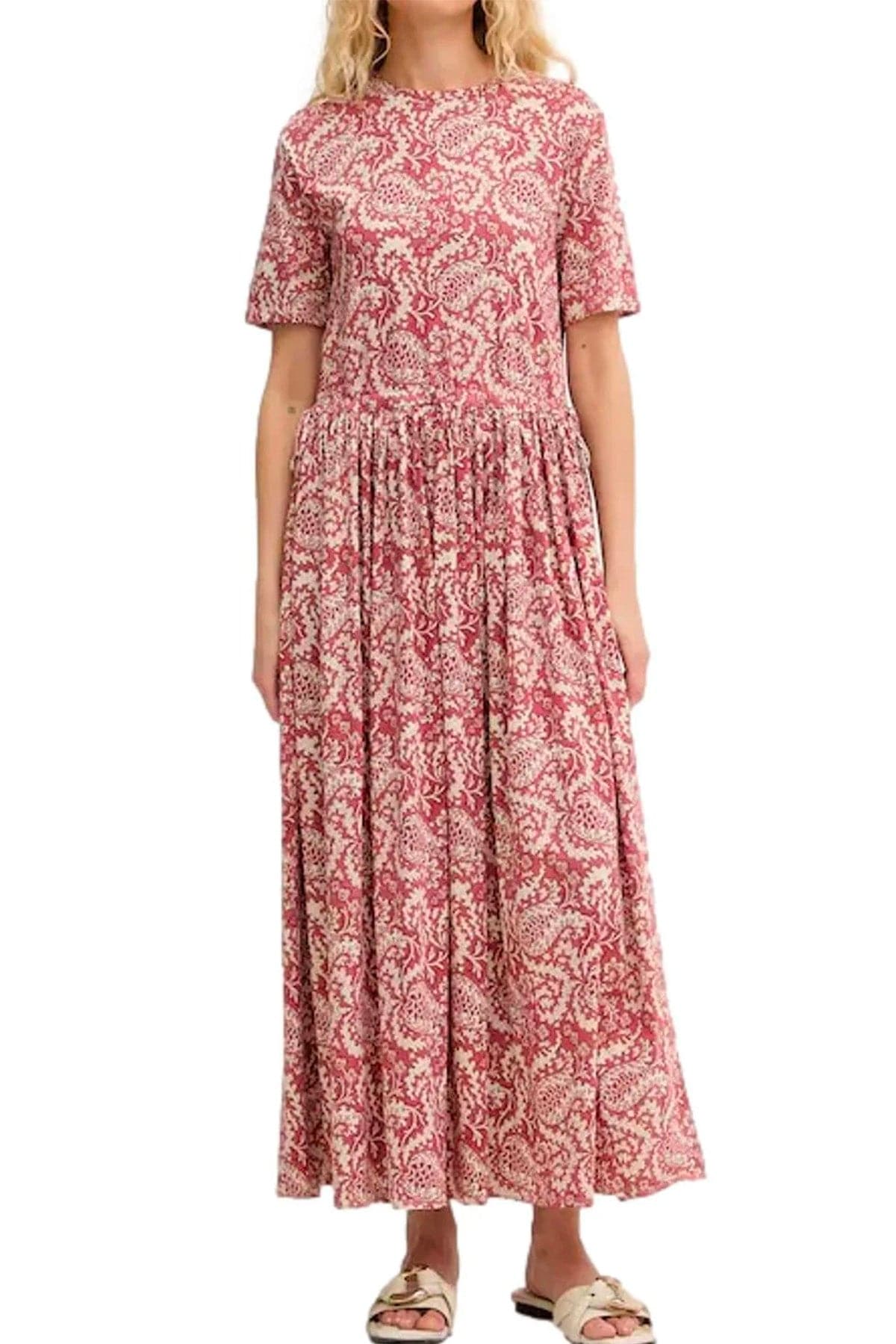 MAXMARA'S BRANDS ABITO/TUTA IN JERSEY  ROSSO CILIEGIA / XXS Abito in cotone stampato donna Weekend Max Mara Wkdfascino