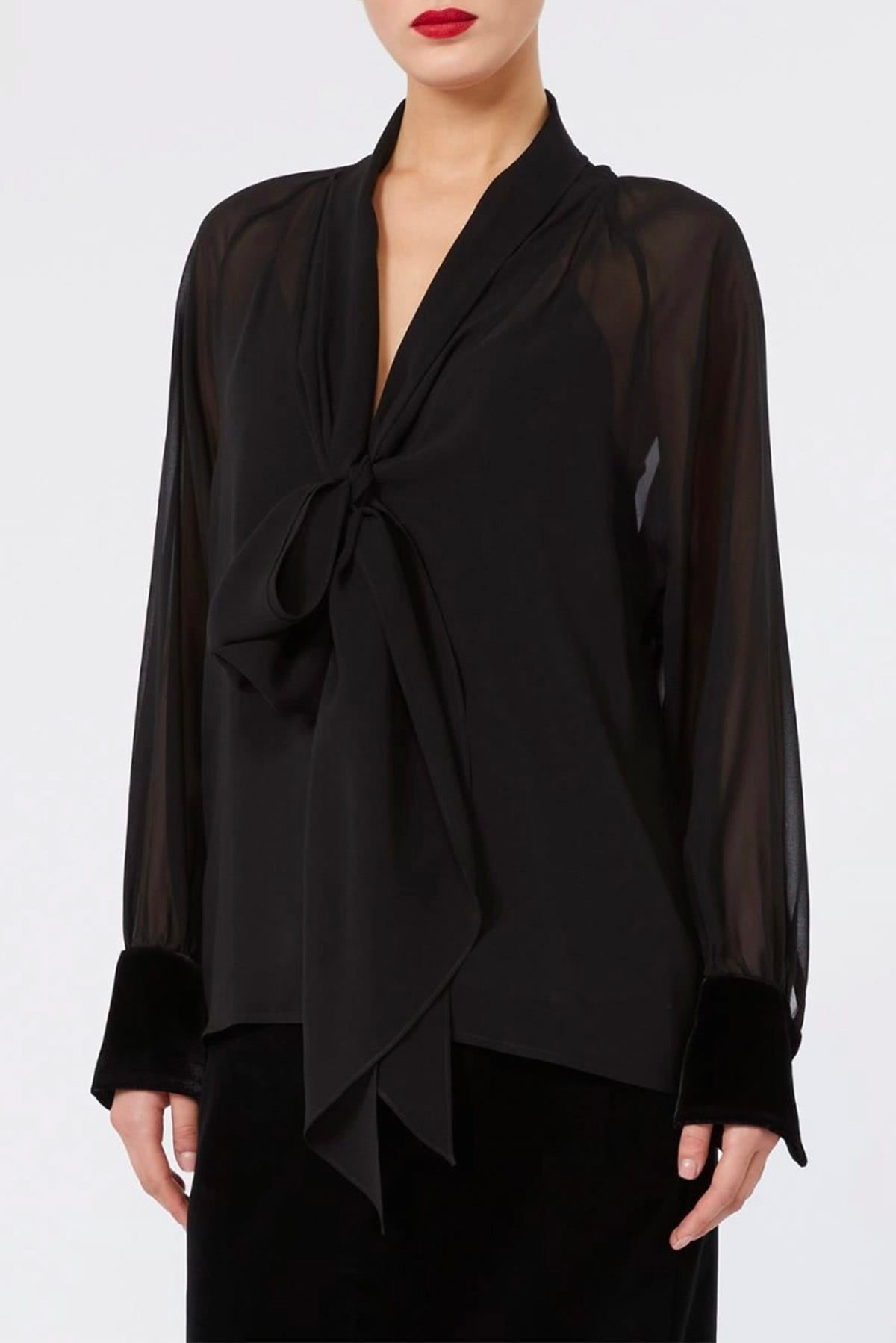 MAXMARA'S BRANDS BLUSA NERO / 34 Blusa in seta nera elegante donna Msezattera