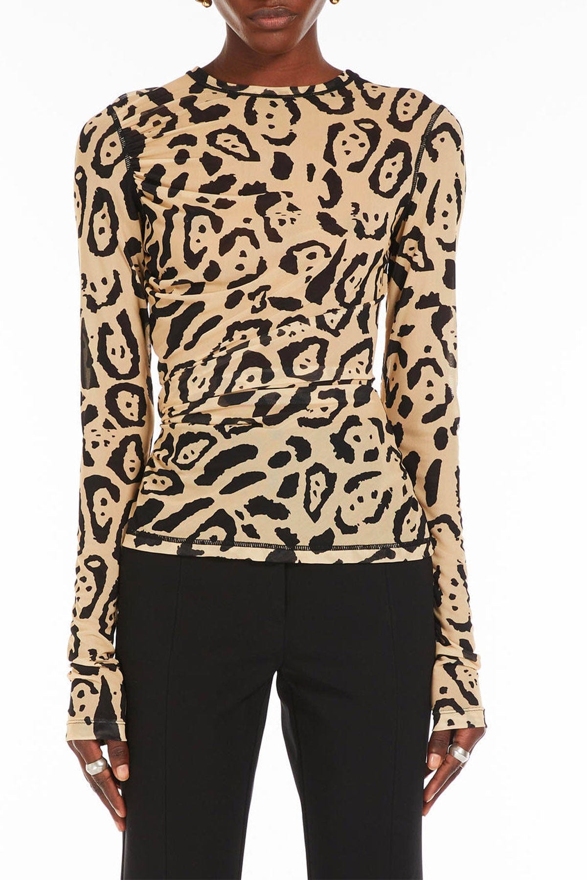 MAXMARA&#39;S BRANDS BODY/ TOP  ANIMALIER NERO BEIGE / XXS Blusa in maglia animalier Sportmax Bis