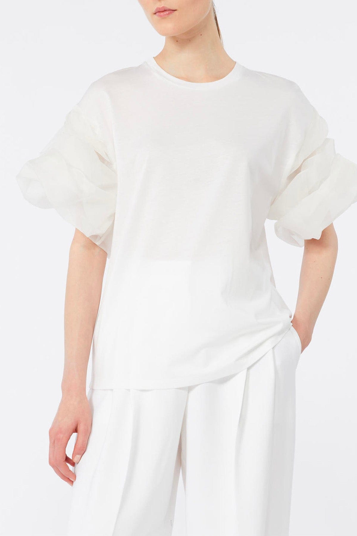 MAXMARA'S BRANDS BODY/ TOP  BIANCO / XXS Blusa con rouches Max Mara Studio Elegamte Msedritto