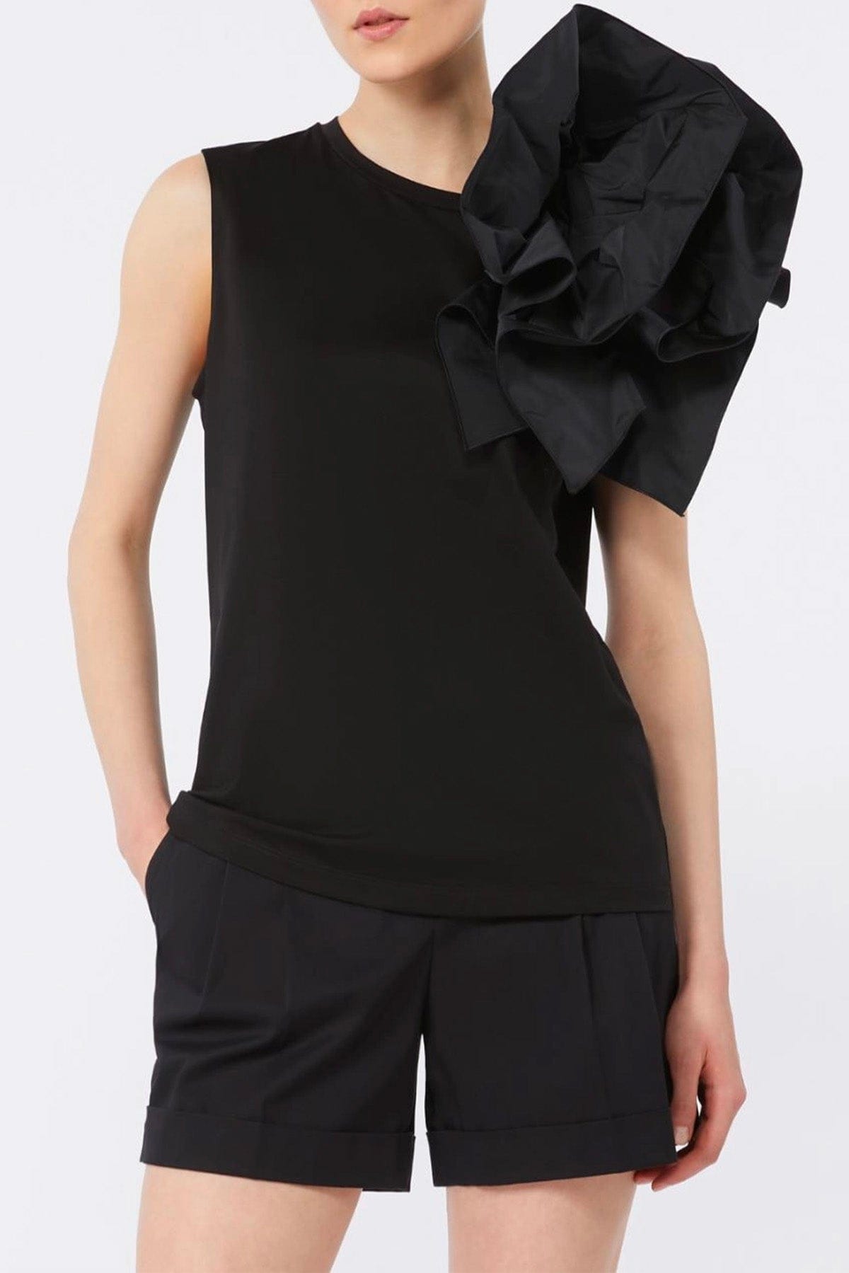 MAXMARA'S BRANDS BODY/ TOP  NERO / XXS Blusa donna nera con rouches Max Mara Studio Elegante Msetaglio
