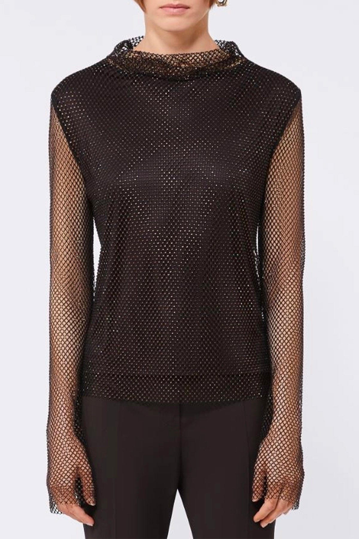 MAXMARA'S BRANDS BODY/ TOP  NERO CON STRASS / XXS Blusa in maglia con strass donna Sportmax Gerarda
