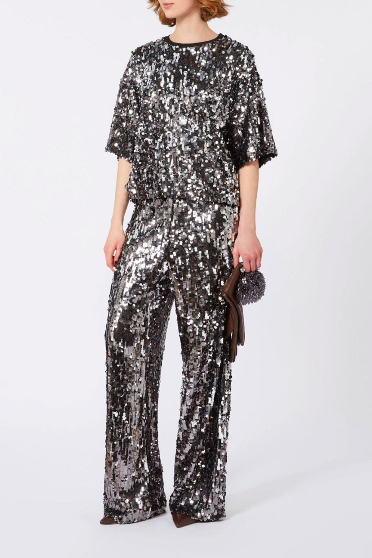 MAXMARA&#39;S BRANDS BODY/ TOP  Blusa in paillettes donna Max Mara Weekend Cacao1234