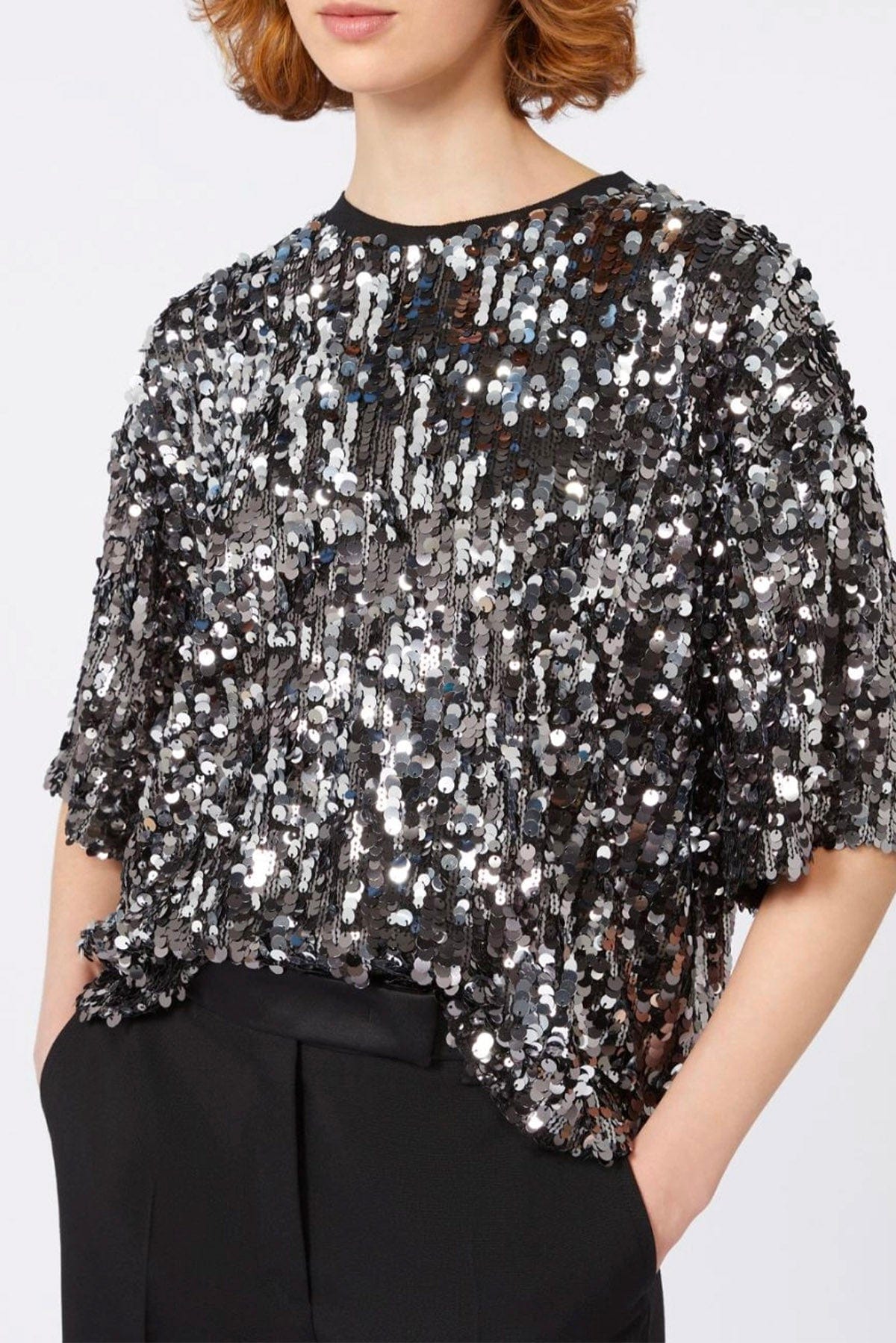 MAXMARA&#39;S BRANDS BODY/ TOP  Blusa in paillettes donna Max Mara Weekend Cacao1234