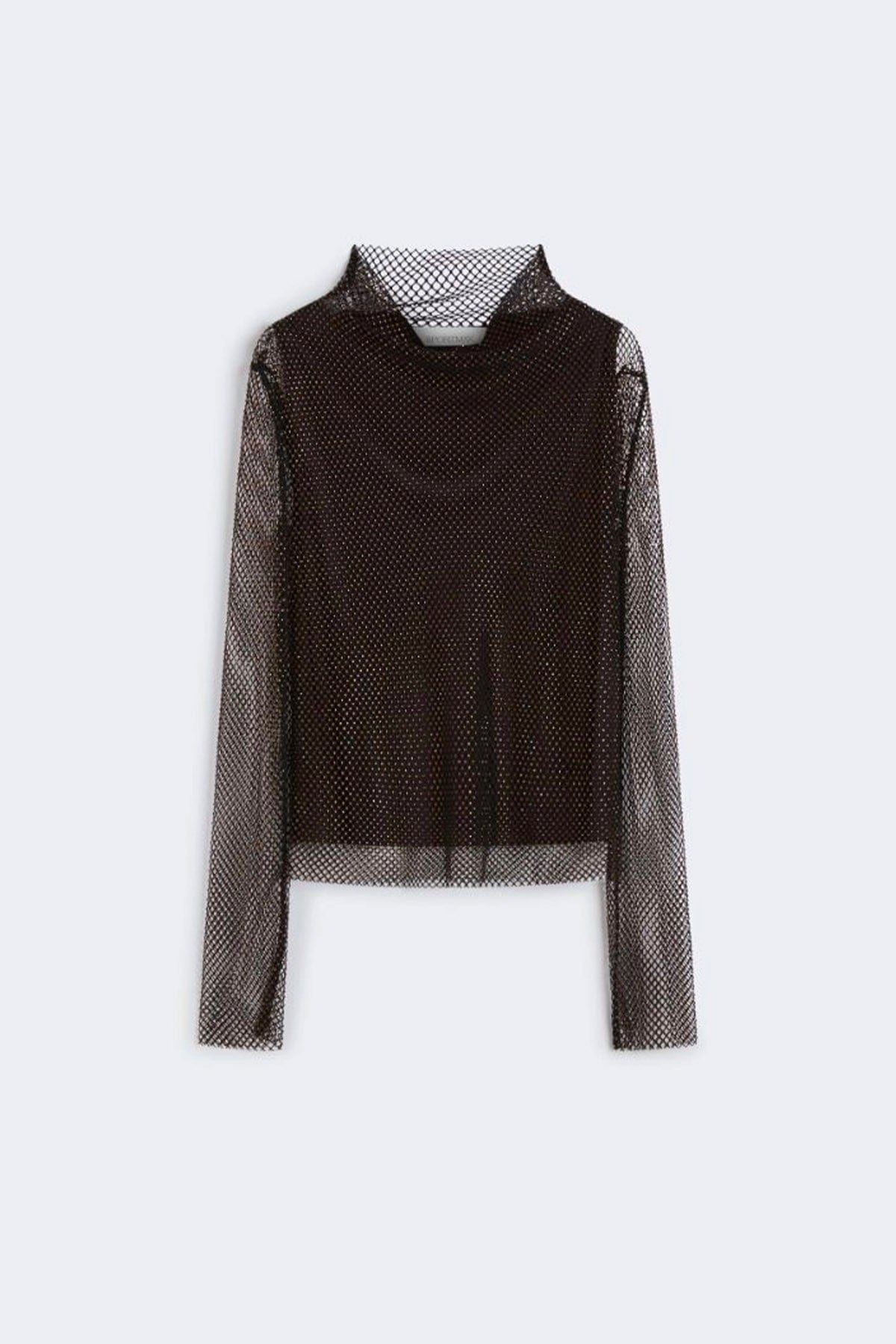 MAXMARA'S BRANDS BODY/ TOP  NERO CON STRASS / XXS Blusa in maglia con strass donna Sportmax Gerarda