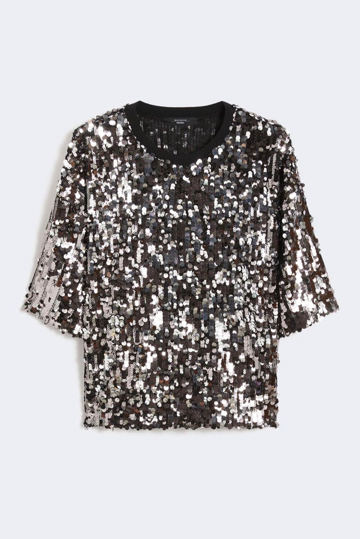 MAXMARA&#39;S BRANDS BODY/ TOP  NERO PAILLETTES / XXS Blusa in paillettes donna Max Mara Weekend Cacao1234