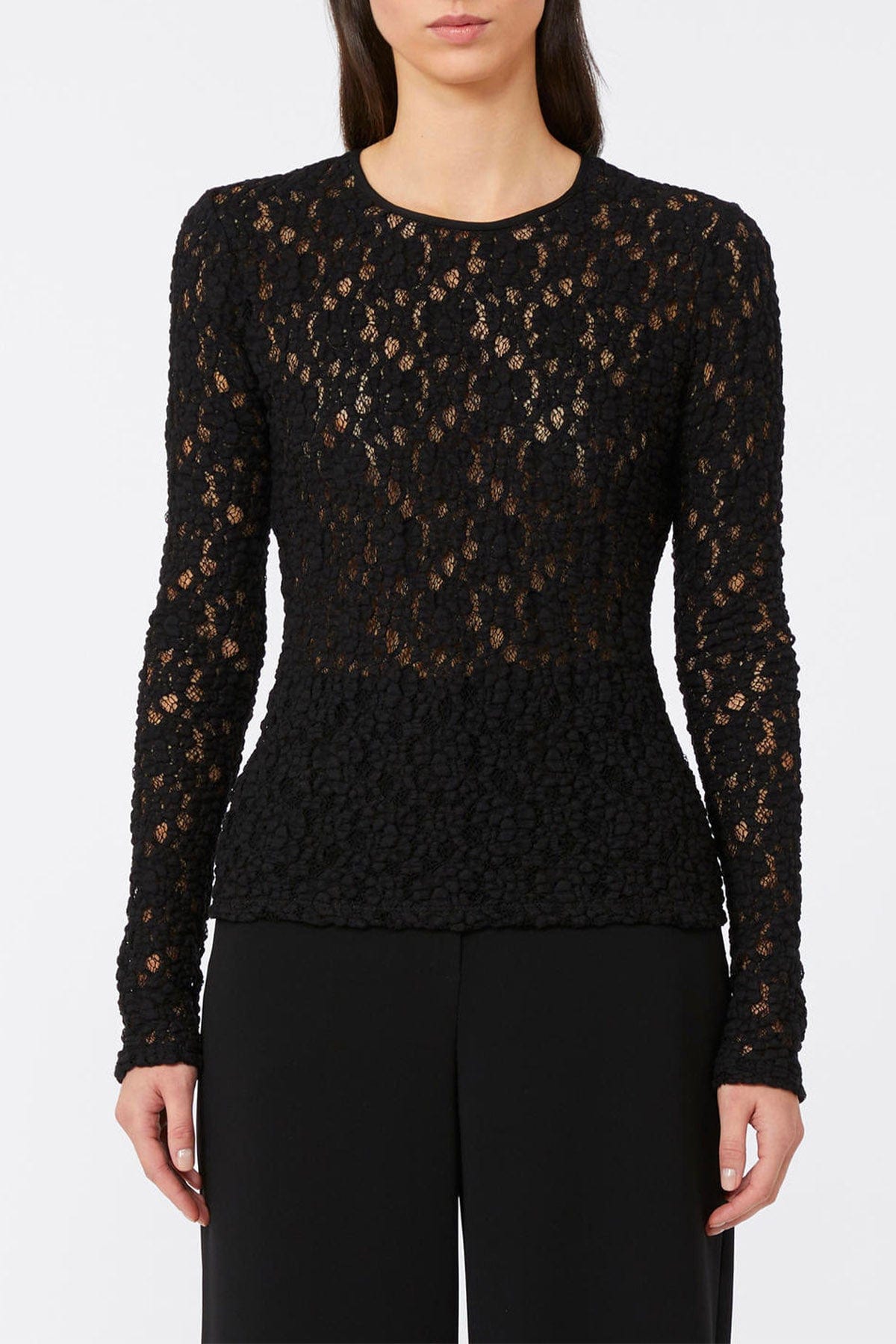 MAXMARA&#39;S BRANDS BODY/ TOP  NERO / XXS Maglia in pizzo nero donna Studio Max Mara Gennaio