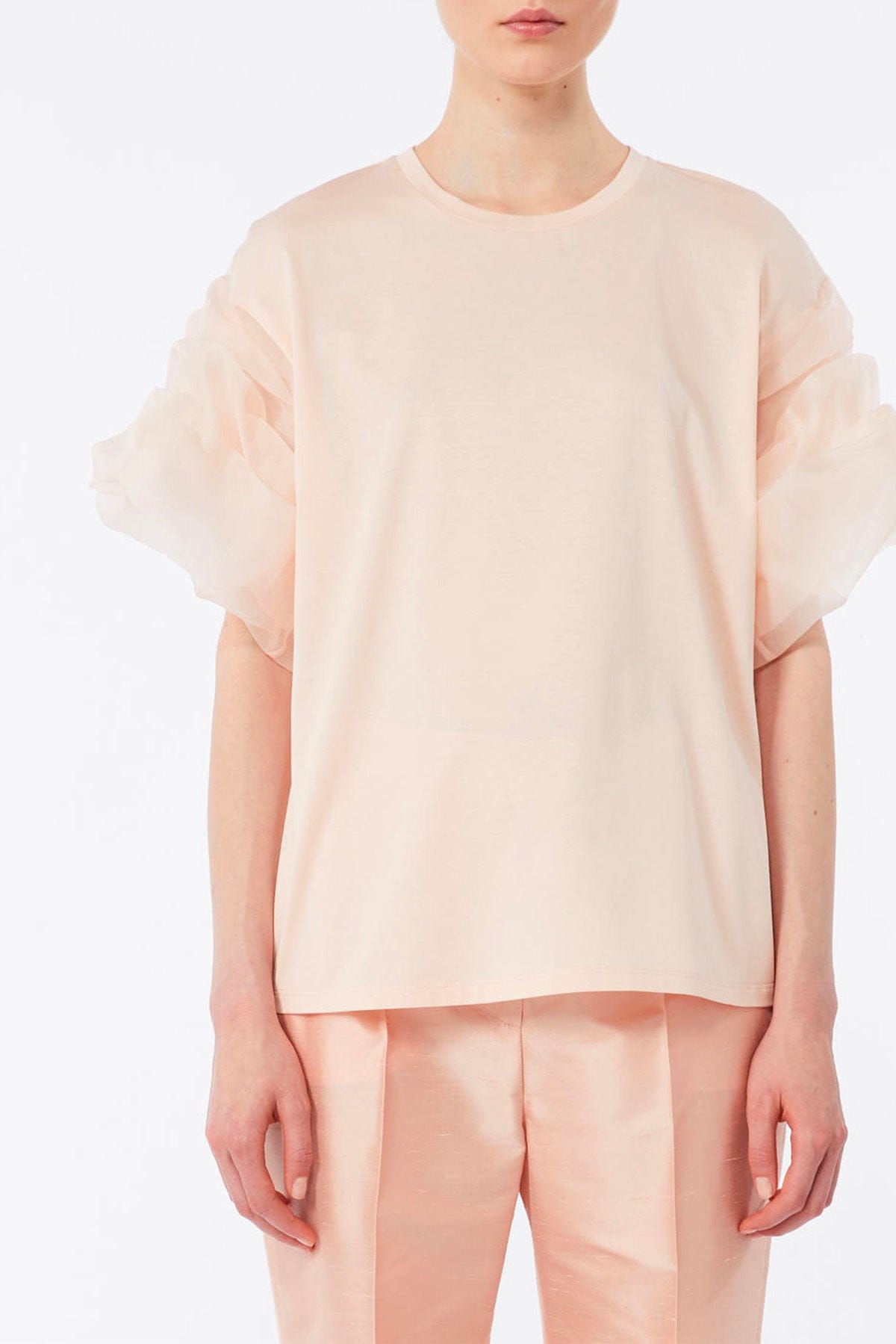 MAXMARA'S BRANDS BODY/ TOP  ROSA CIPRIA / XXS Blusa con rouches Max Mara Studio Elegamte Msedritto
