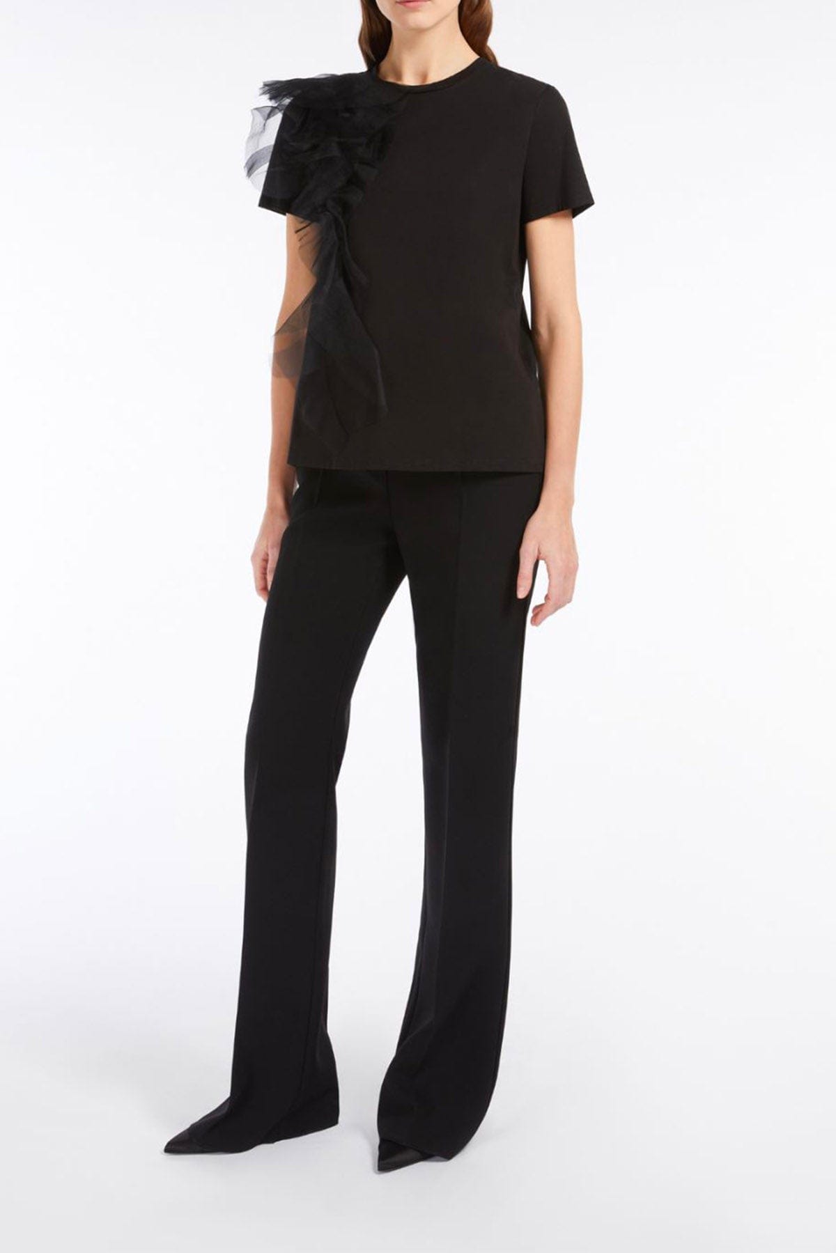 MAXMARA'S BRANDS BODY/ TOP  NERO / XXS T-Shirt con rouges in tulle Max Mara Studio Sughero