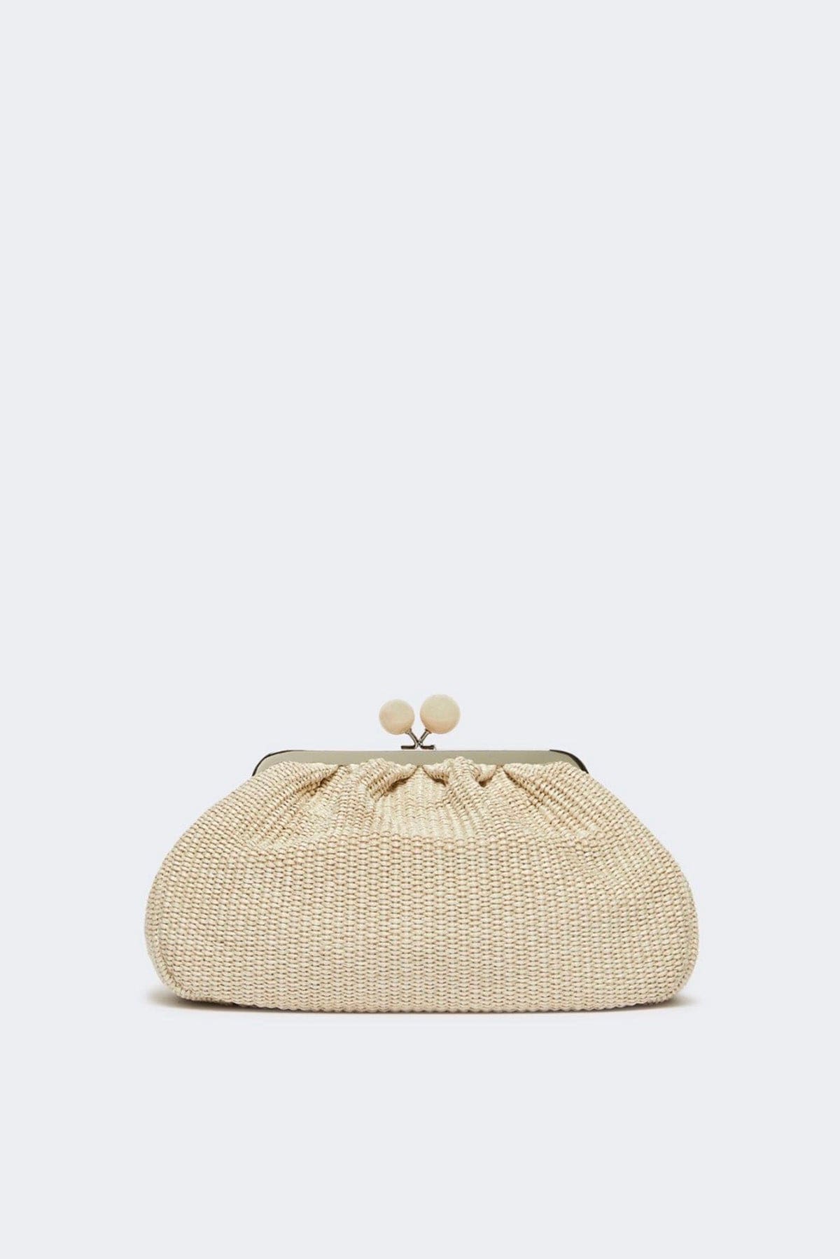 MAXMARA'S BRANDS BORSA  BIANCO ECRU / UNICA Borsa in rafia naturale Pasticcino Bag Weekend Max Mara Wkafortuna