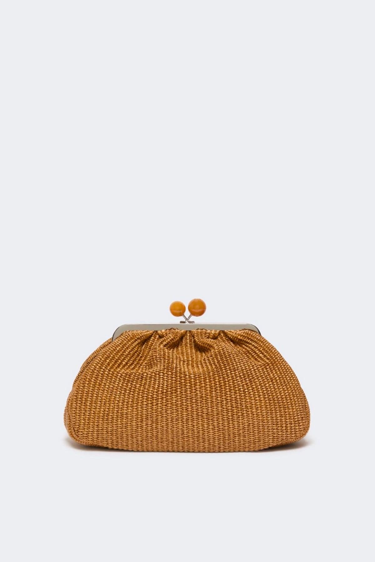MAXMARA'S BRANDS BORSA  MARRONE CUOIO / UNICA Borsa in rafia naturale Pasticcino Bag Weekend Max Mara Wkafortuna