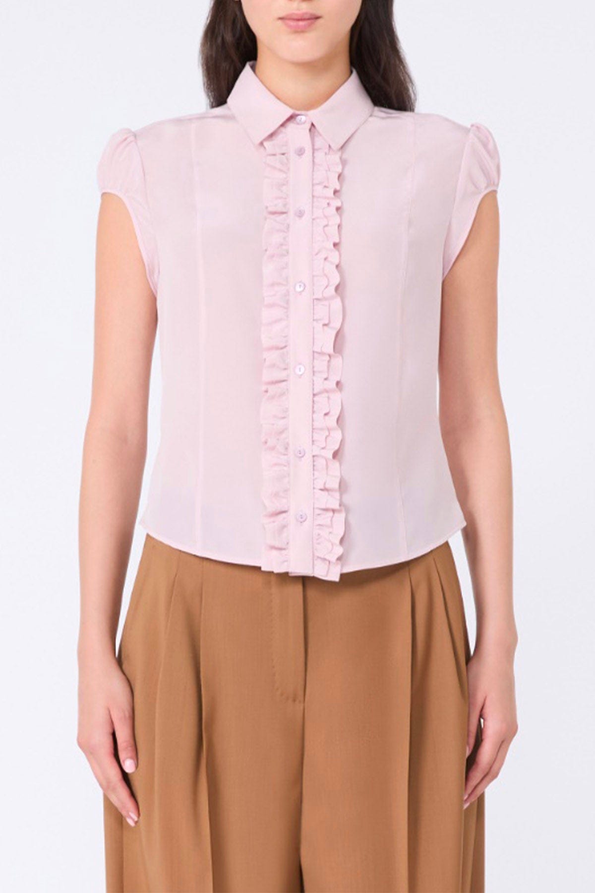 MAXMARA&#39;S BRANDS CAMICIA  Camicia a maniche corte in seta donna Studio Max Mara Skipper