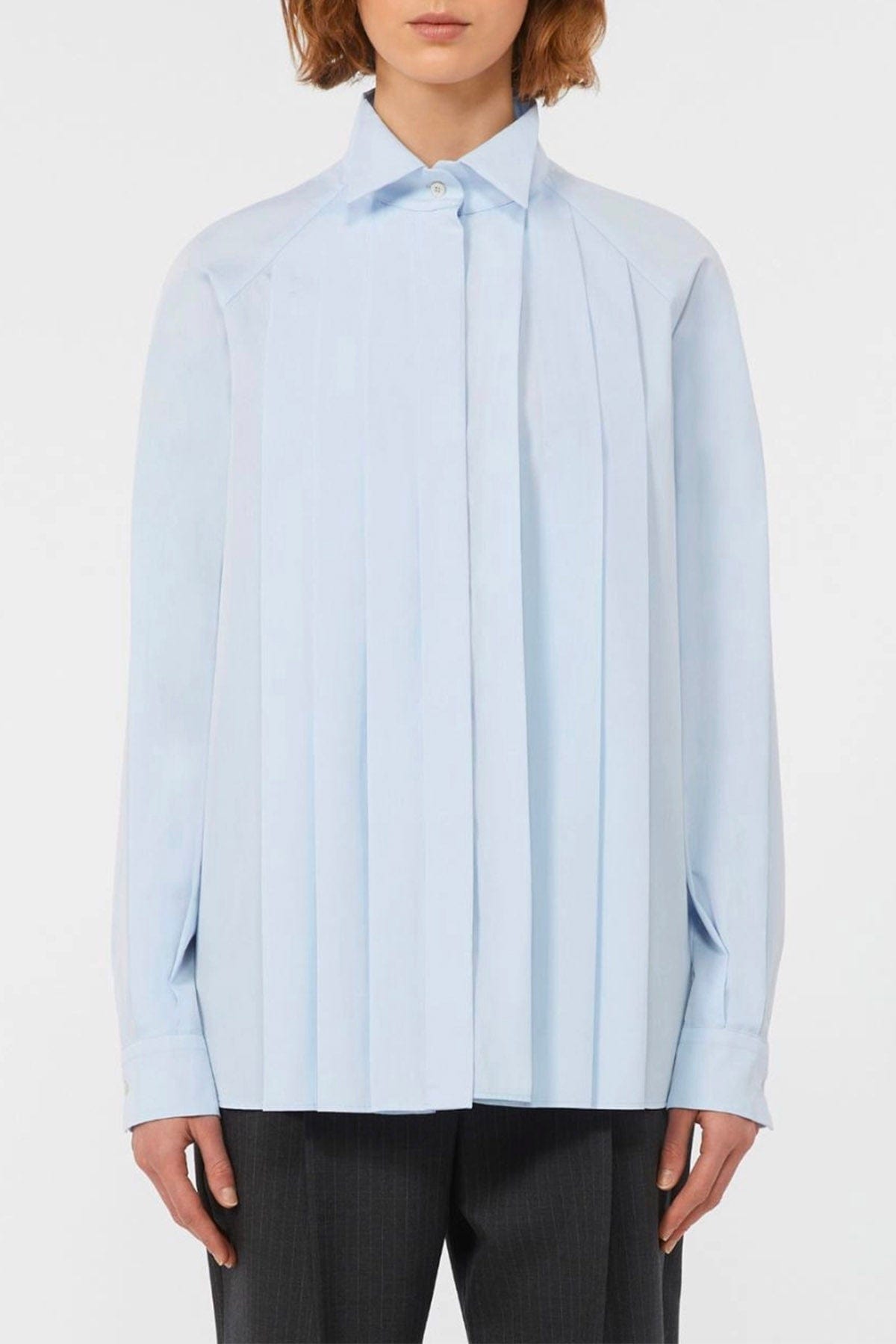MAXMARA&#39;S BRANDS CAMICIA  Camicia in cotone donna azzurra Max Mara Weekend Acanto