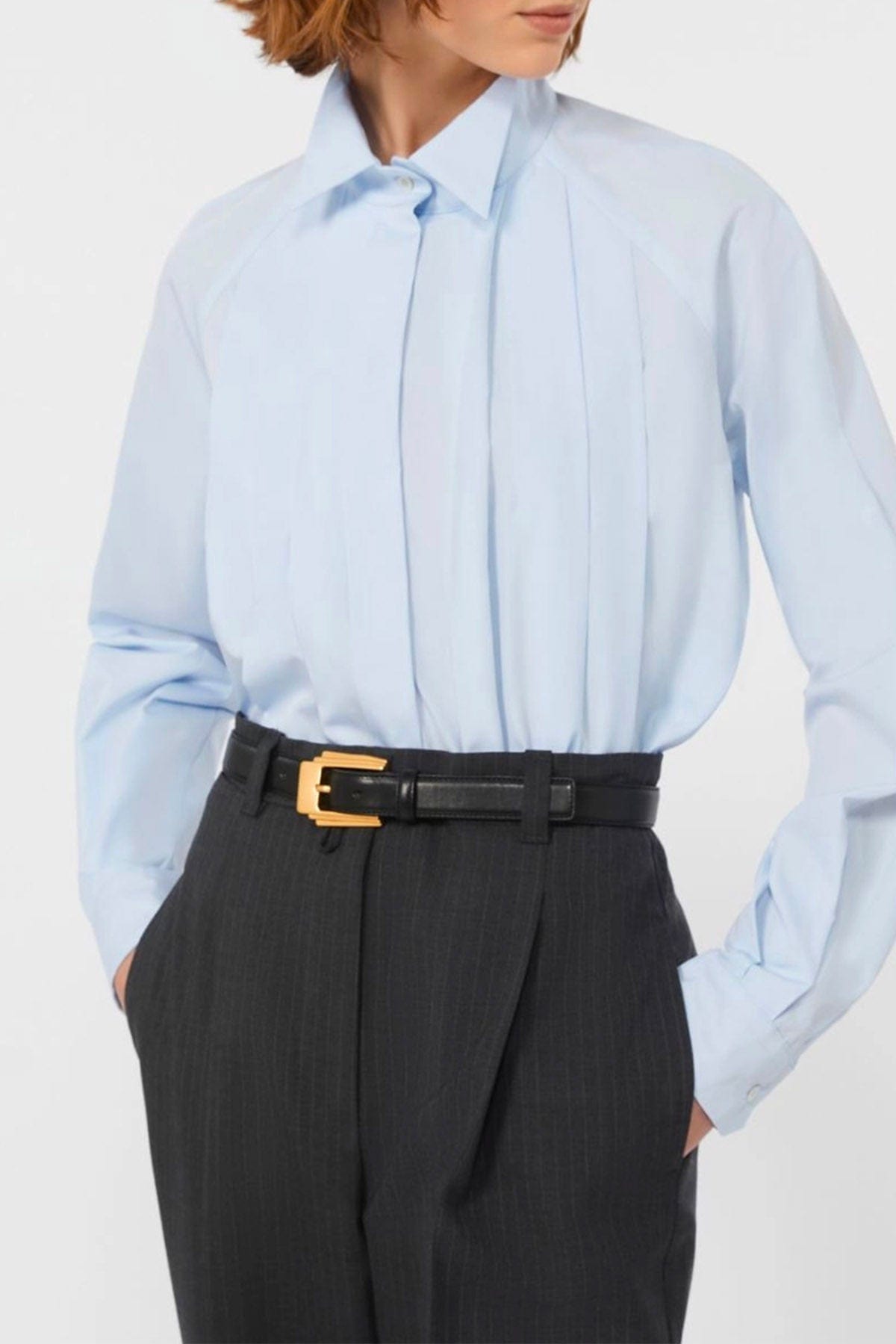 MAXMARA&#39;S BRANDS CAMICIA  Camicia in cotone donna azzurra Max Mara Weekend Acanto