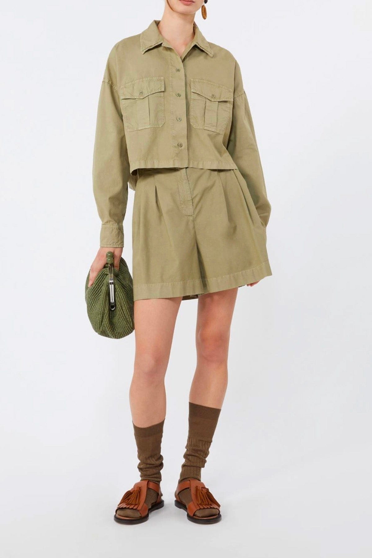 MAXMARA'S BRANDS CAMICIA  Camicia in cotone verde donna Weekend Max Mara Wkdaccenni