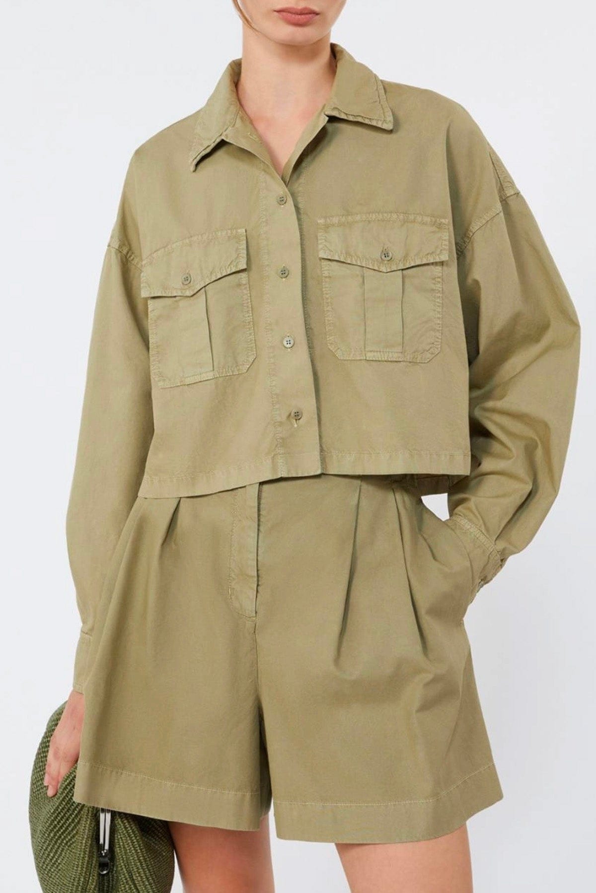 MAXMARA'S BRANDS CAMICIA  Camicia in cotone verde donna Weekend Max Mara Wkdaccenni