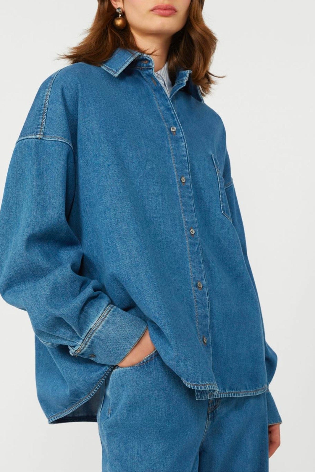 MAXMARA'S BRANDS CAMICIA  BLU / 34 Camicia in jeans donna Max Mara Weekend Wkdfoggia
