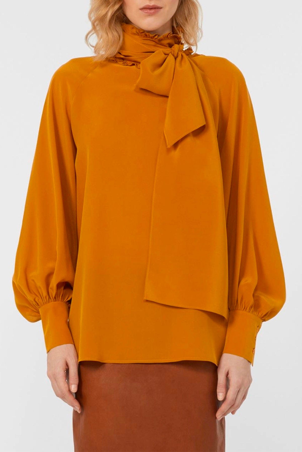 MAXMARA&#39;S BRANDS CAMICIA  Camicia in seta ocra donna Max Mara Weekend Guido