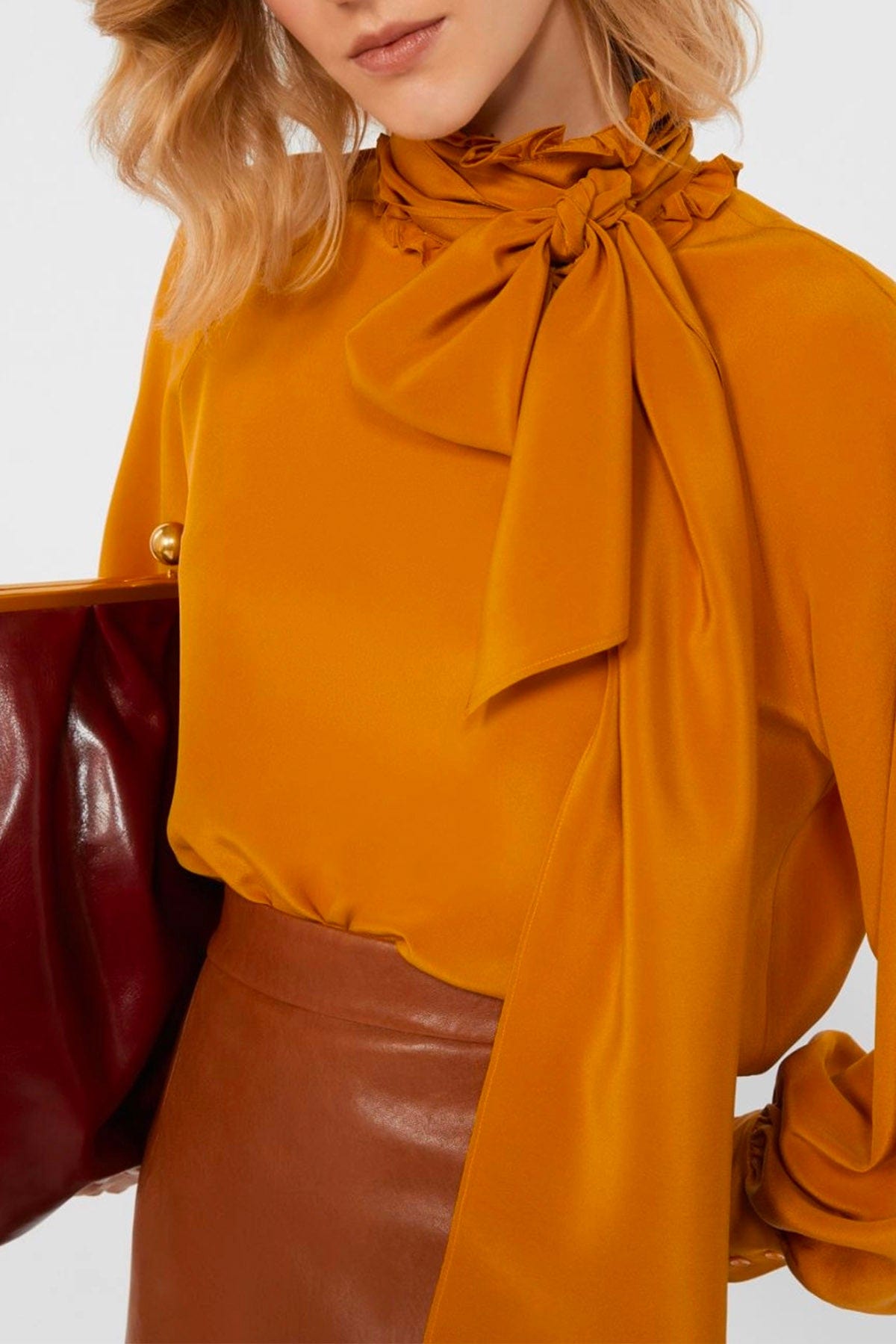 MAXMARA'S BRANDS CAMICIA  GIALLO OCRA / 34 Camicia in seta ocra donna Max Mara Weekend Guido