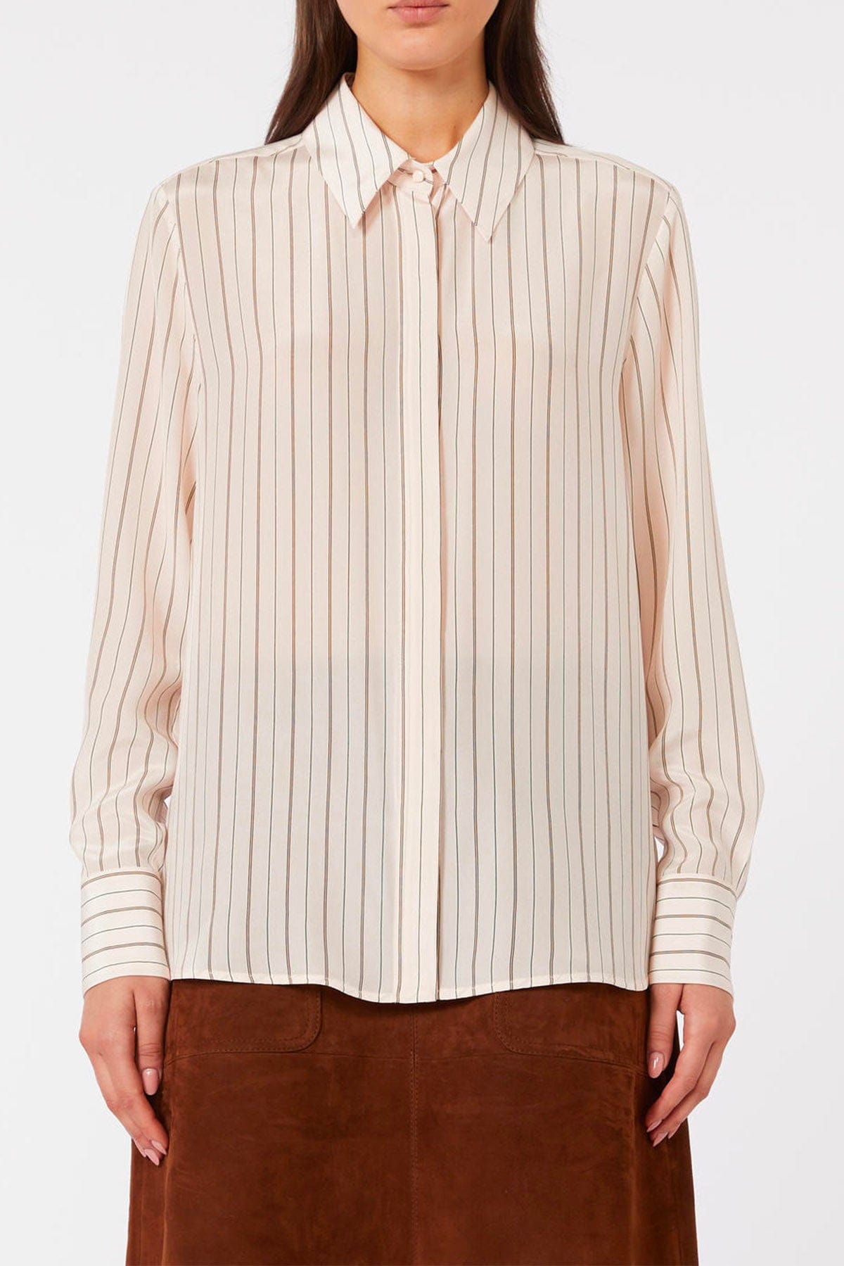 MAXMARA'S BRANDS CAMICIA  CAMMELLO / 34 Camicia rigata in seta donna Max Mara Studio Mstflirt