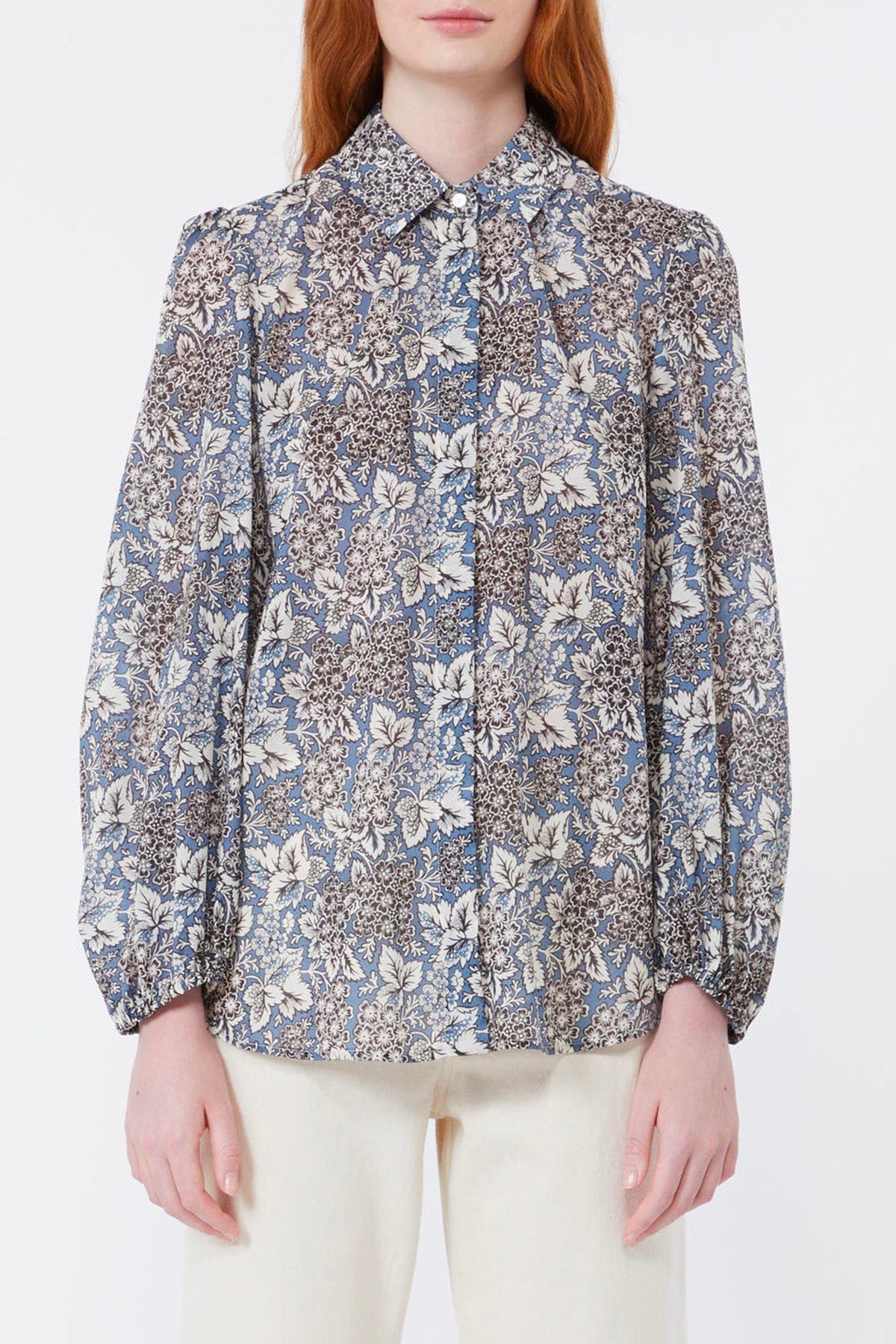 MAXMARA'S BRANDS CAMICIA  FIORE AZZURRO / 34 Camicia in cotone donna Max Mara Weekend Wkdperiodi