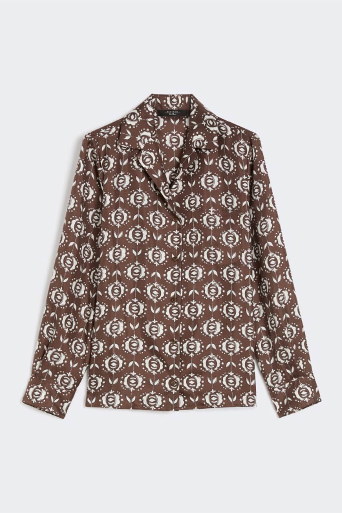 MAXMARA'S BRANDS CAMICIA  MARRONE DIS.BIANCHI / 34 Camicia donna ampia in seta Weekend Max Mara Oncia