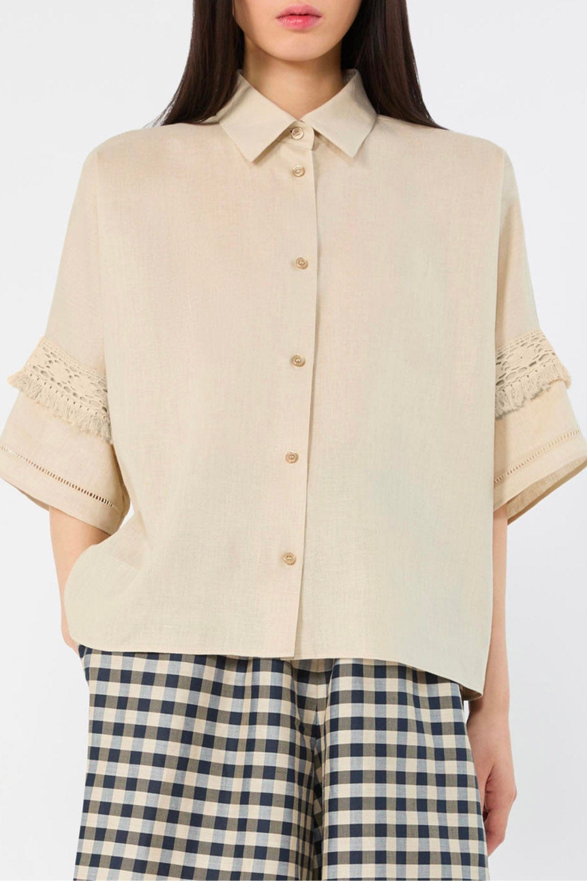 MAXMARA'S BRANDS CAMICIA  SABBIA / 34 Camicia in Lino Sabbia Wkipala