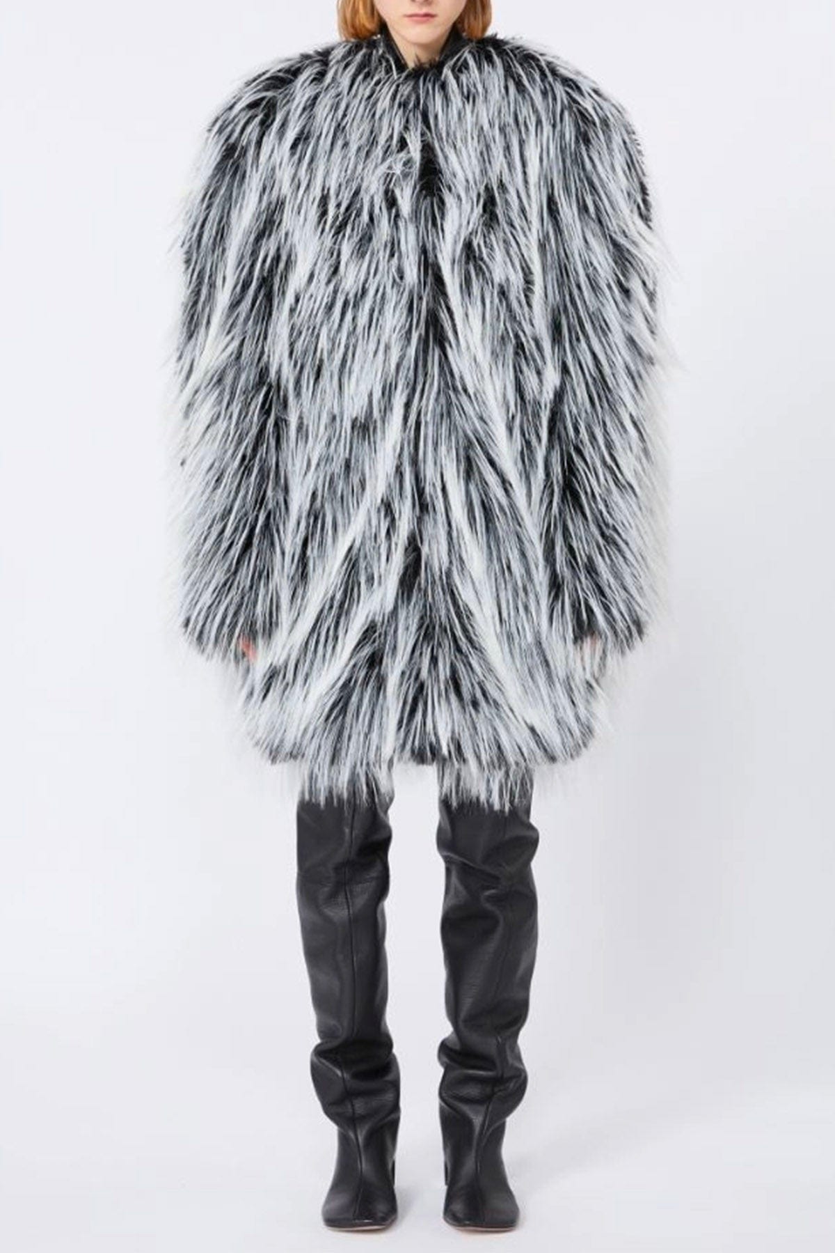 MAXMARA'S BRANDS CAPOSPALLA ASPET. PELLIC NERO FRANGE BIANCHE / XXS Cappotto con frange donna Sportmax Adesso1234