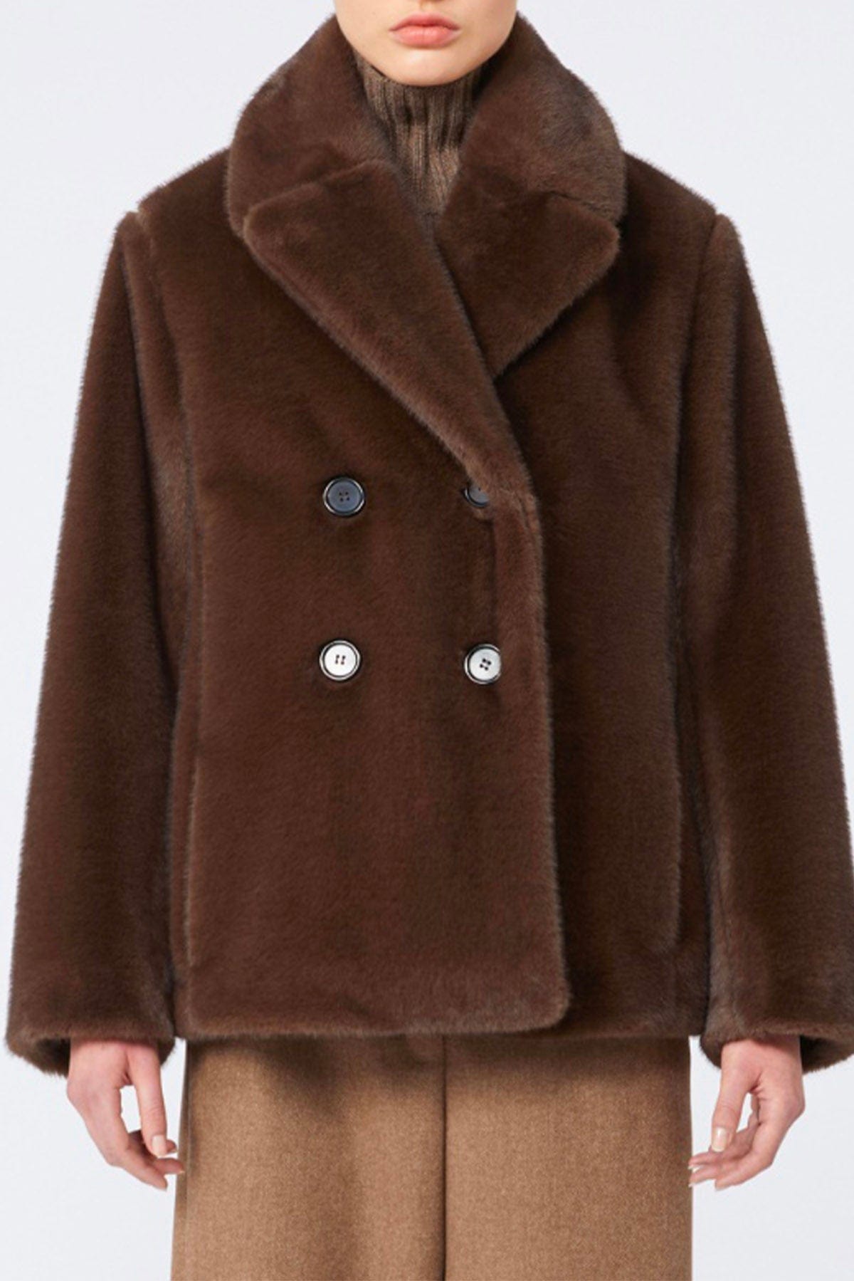 MAXMARA'S BRANDS CAPOSPALLA ASPET. PELLIC VIISONE / 34 Giaccone Pelliccia Ecologica S Max Mara Laura