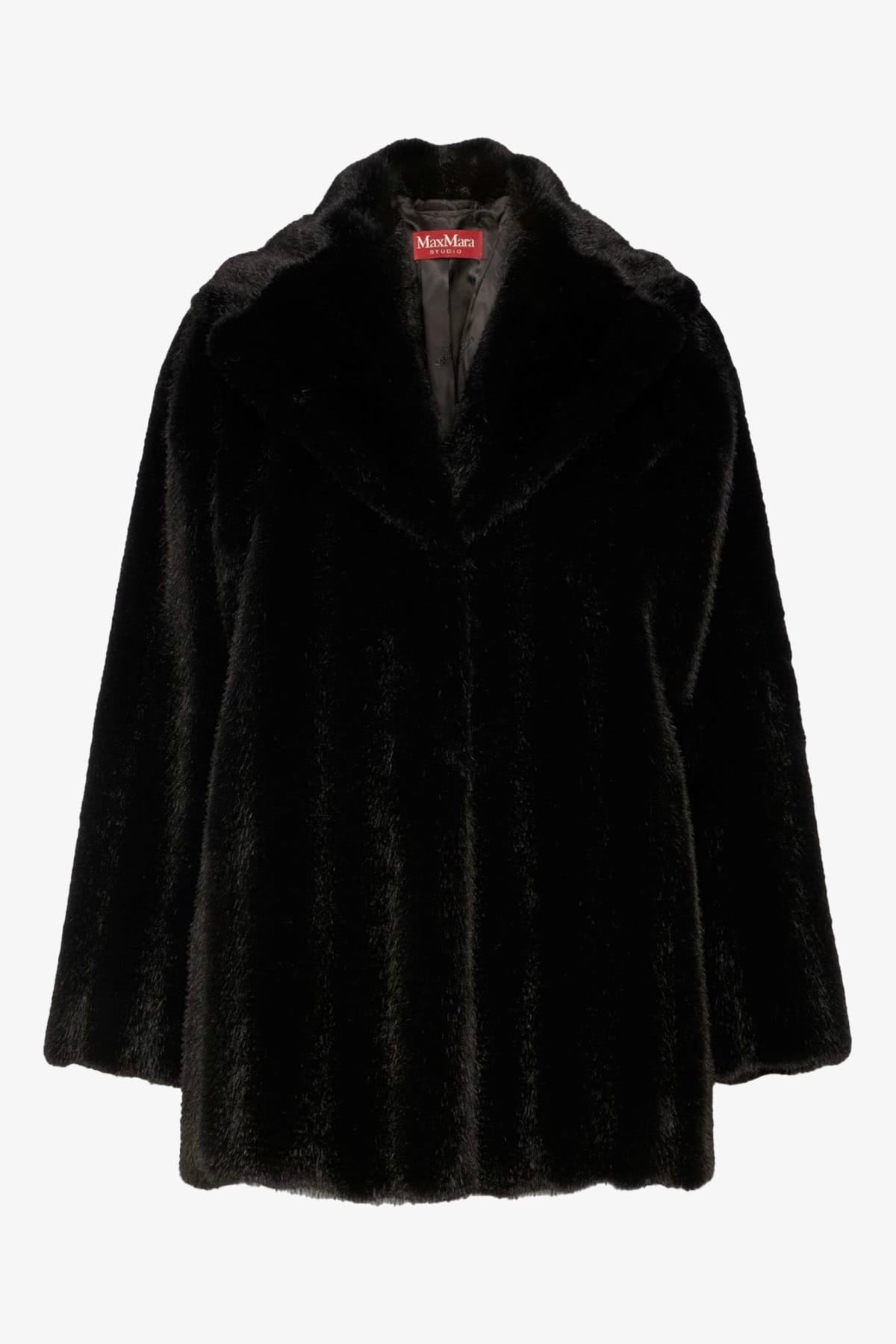 MAXMARA'S BRANDS CAPOSPALLA ASPET. PELLIC NERO / 34 Giaccone pelliccia vegana donna Max Mara Studio Mstneo