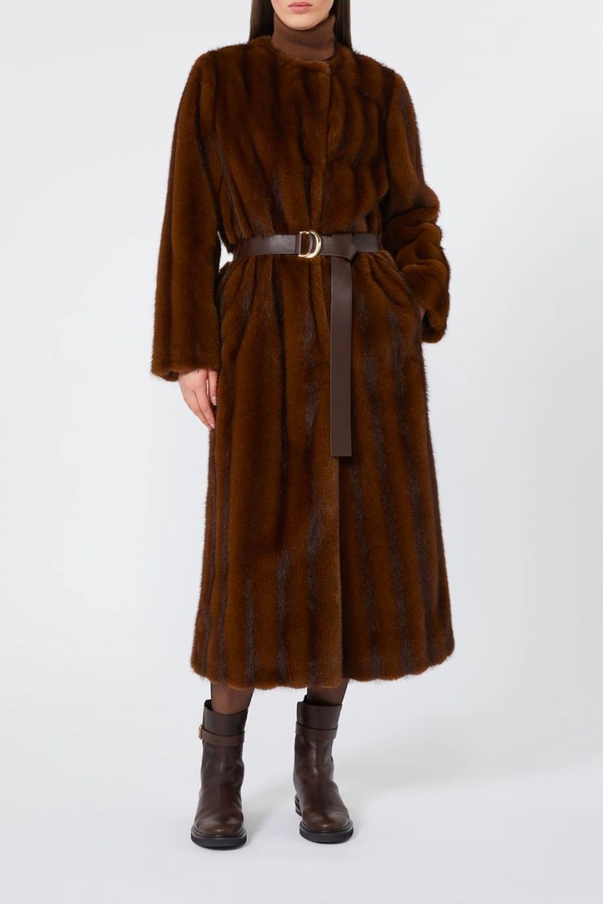 MAXMARA'S BRANDS CAPOSPALLA ASPET. PELLIC Pelliccia ecologica lunga Max Mara Studio Mstorma