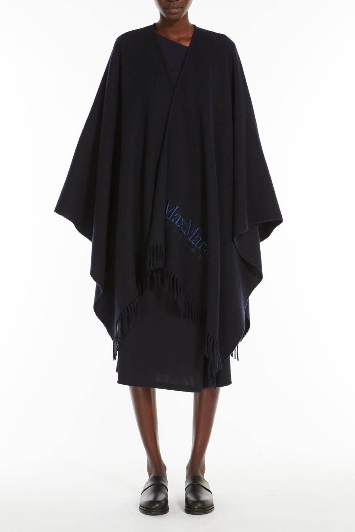 MAXMARA&#39;S BRANDS CAPPA-MANTELLA-PONCHO BLU / UNICA Poncho in Lana Donna Max Mara Leisure Martora