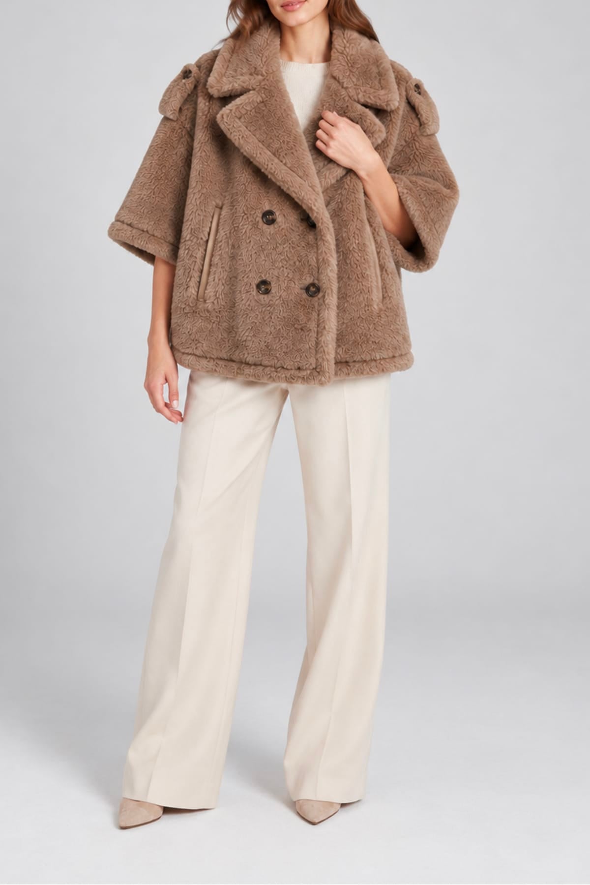 MAXMARA'S BRANDS CAPPA-MANTELLA-PONCHO CACHA SCURO / XXS Mantella teddy Max Mara doppiopetto Mxacloro4
