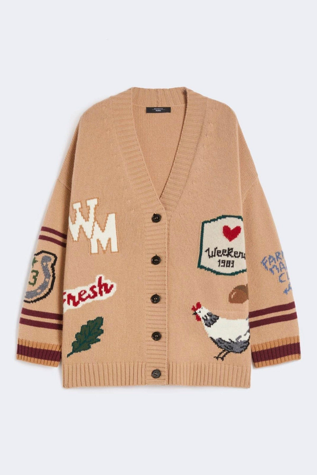 MAXMARA&#39;S BRANDS CARDIGAN  BEIGE SCRITTE / XXS Cardigan in lana donna Weekend Max Mara Belgio