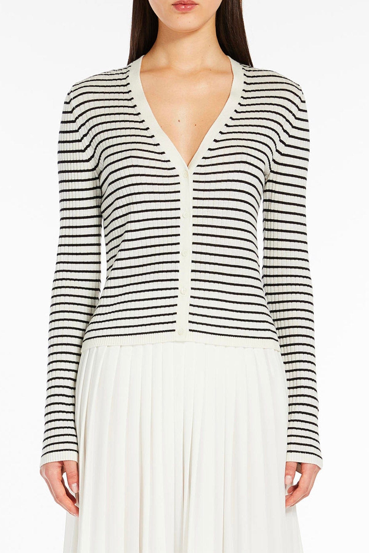 MAXMARA&#39;S BRANDS CARDIGAN  BIANCO RIGATO / XXS Cardigan Rigato in Maglia Max Mara Studio Trieste